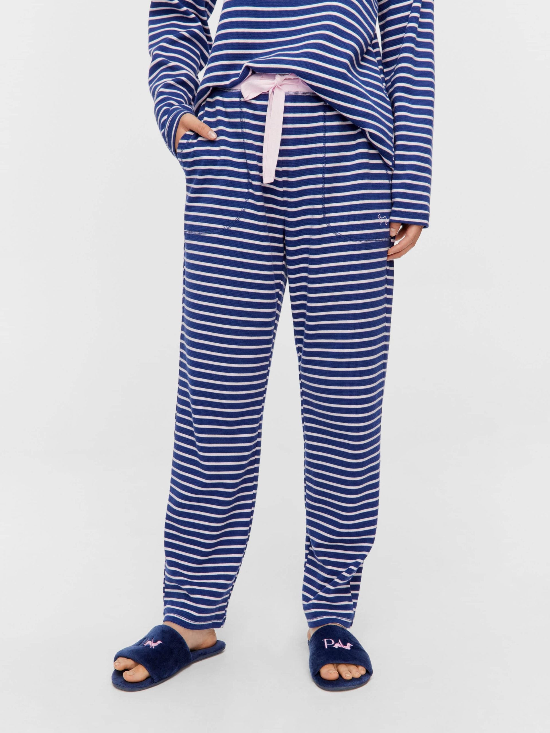 Navy Waffle Stripe Tapered Pj Pant multi image 2