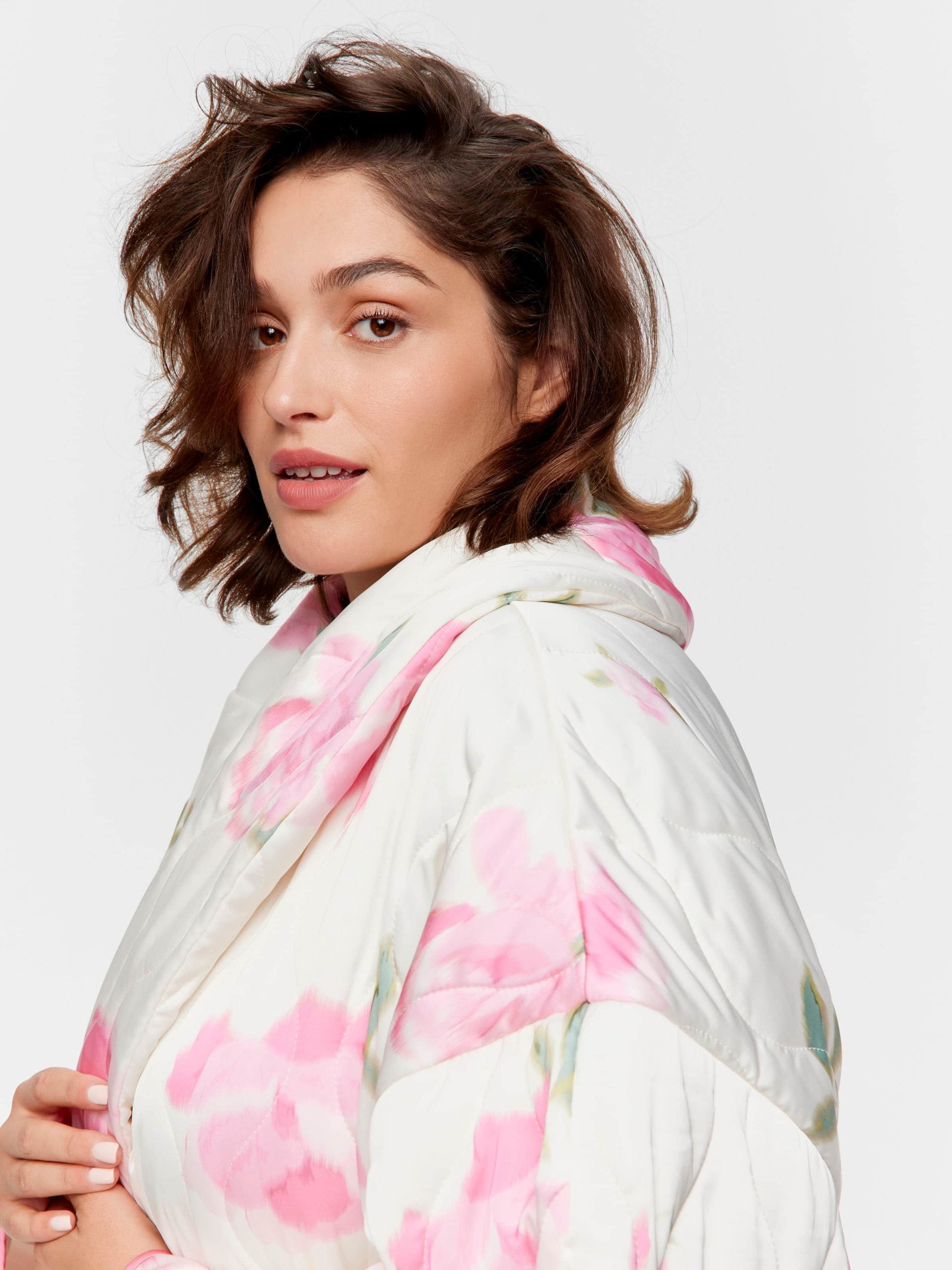 P.A. Plus Floral Satin Quilted Gown Multi image 2