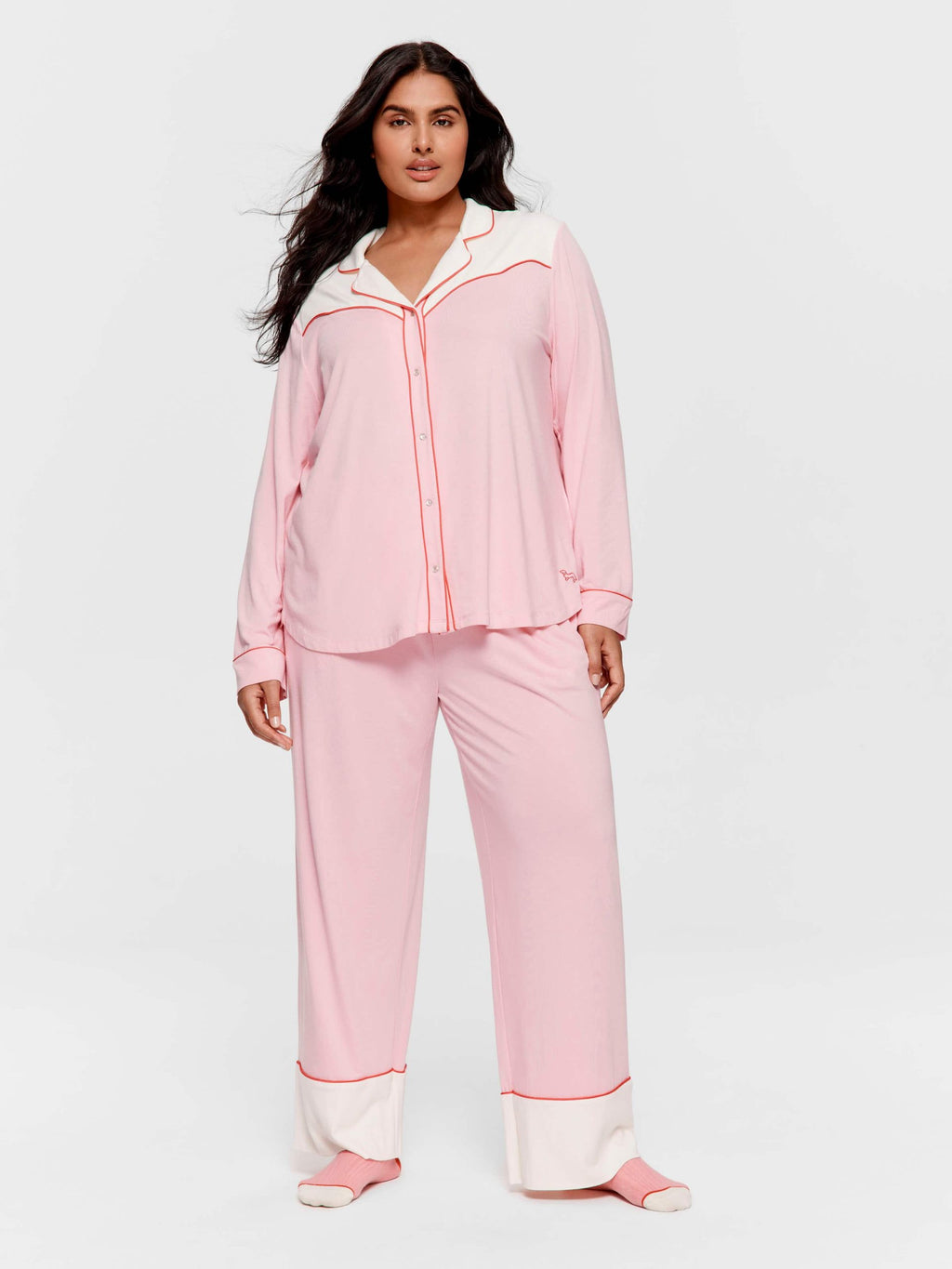 P.A. Plus Western Bamboo Jersey Long Sleeve Shirt Pink image 0