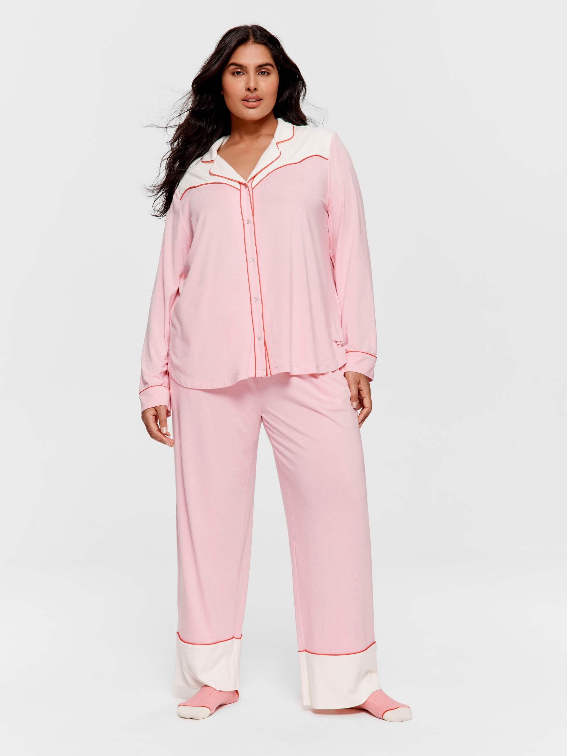 P.A. Plus Western Bamboo Jersey Long Sleeve Shirt Pink image 0
