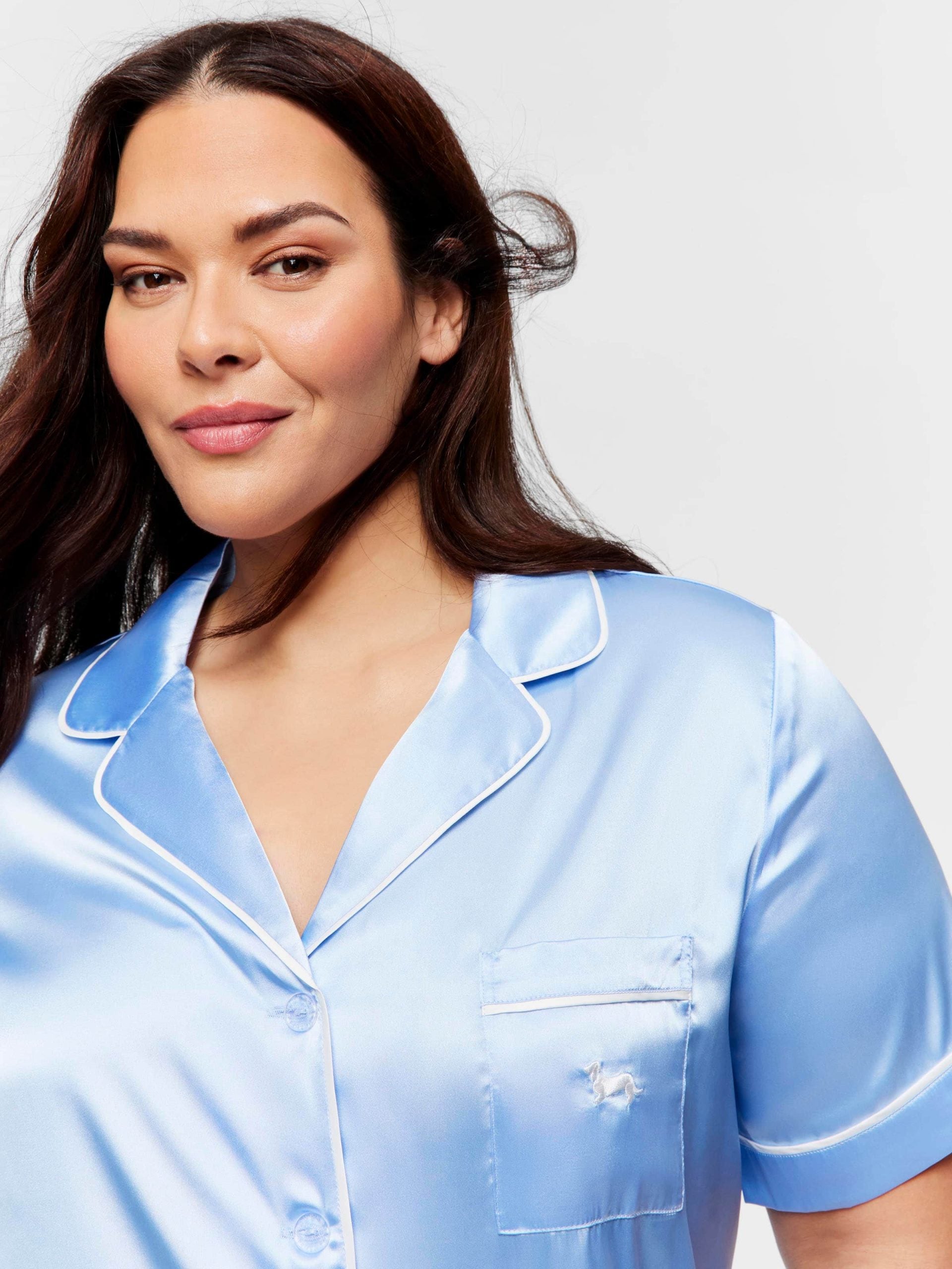 P.A. Plus Cornflower Blue Satin Pj Set Blue image 0