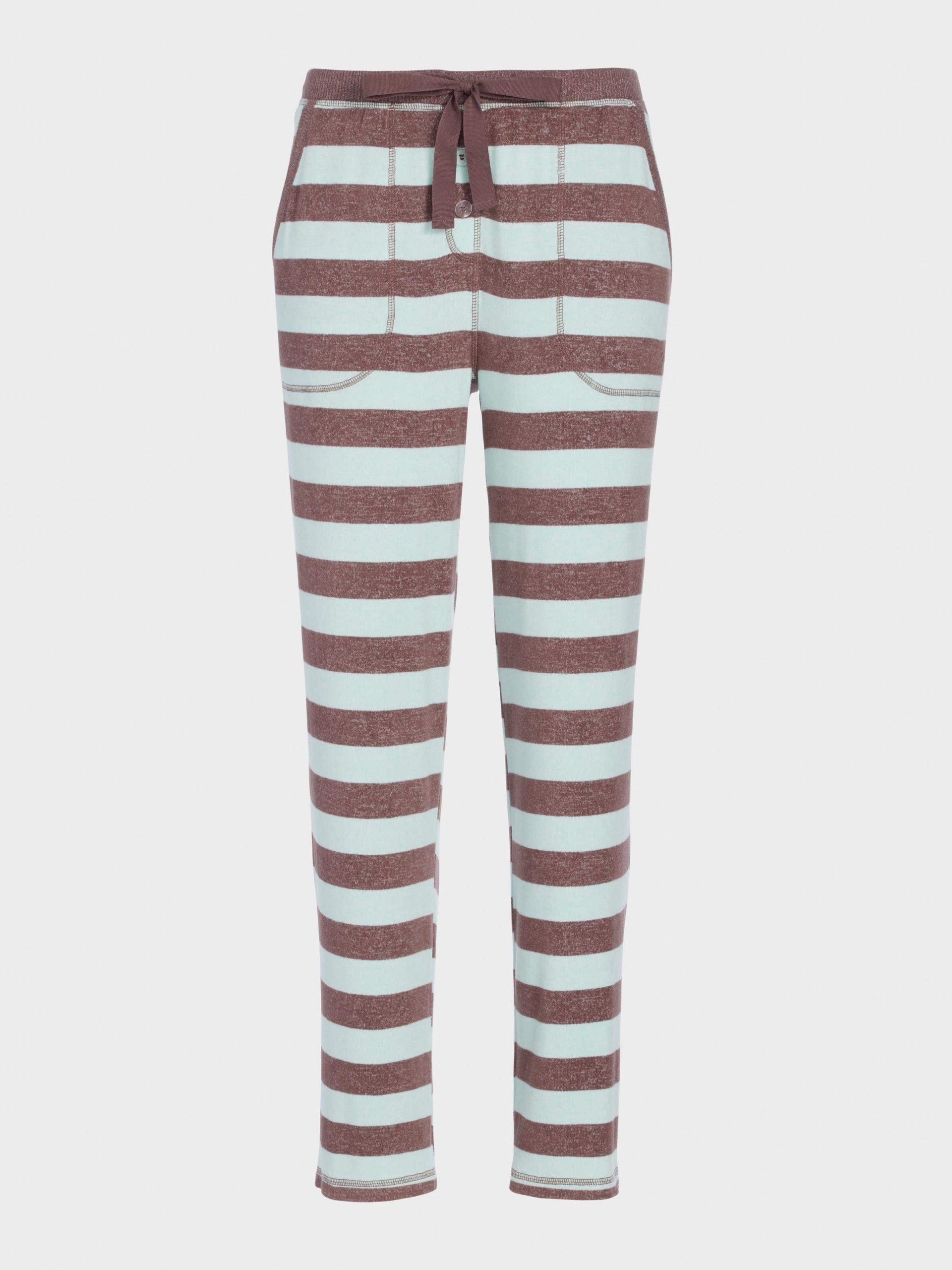 Mint Choc Fuzzy Stripe Straight Leg Pj Pant multi image 3