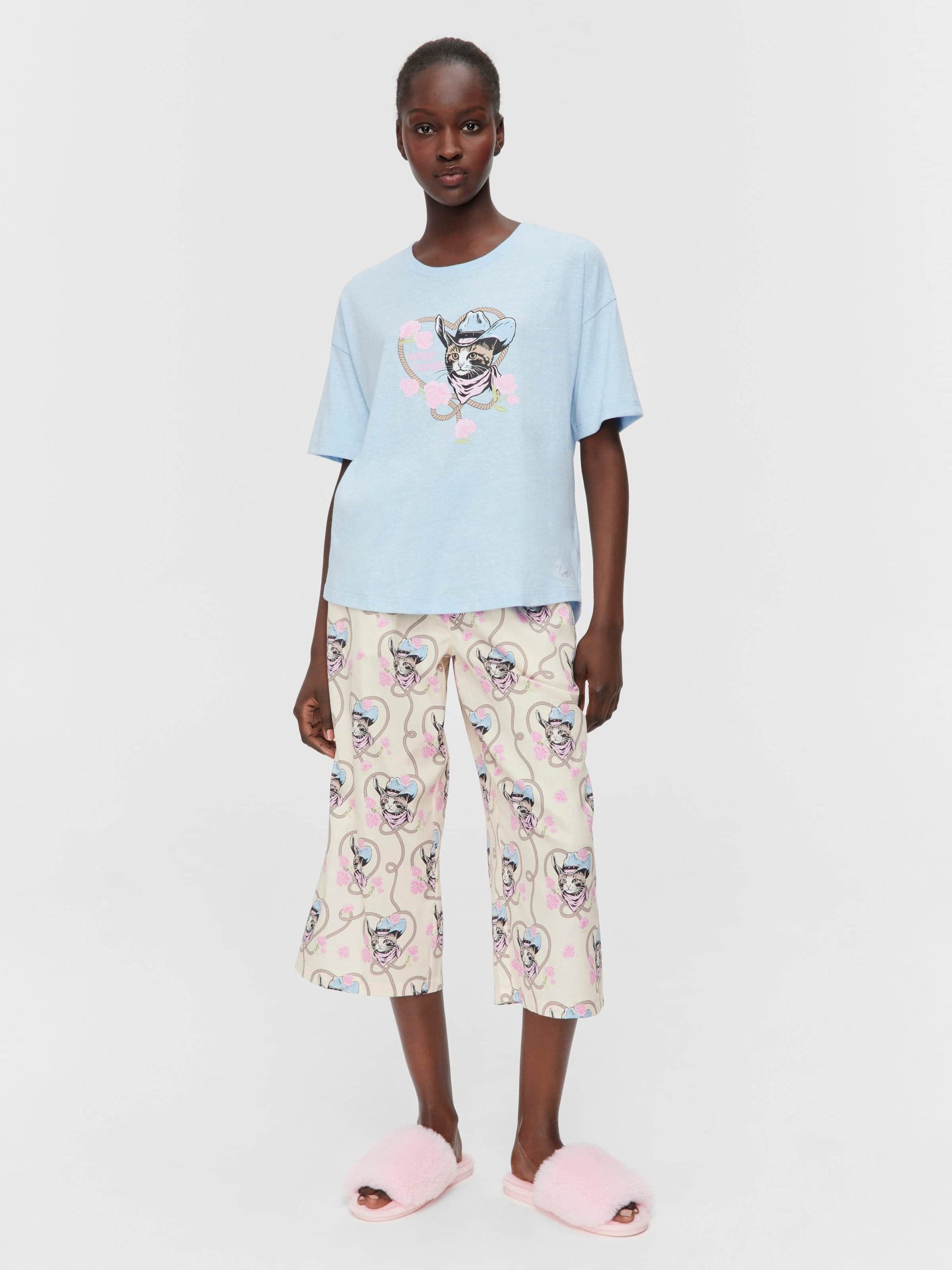 Cowboy Kitty Oversized Tee Pale Blue image 0