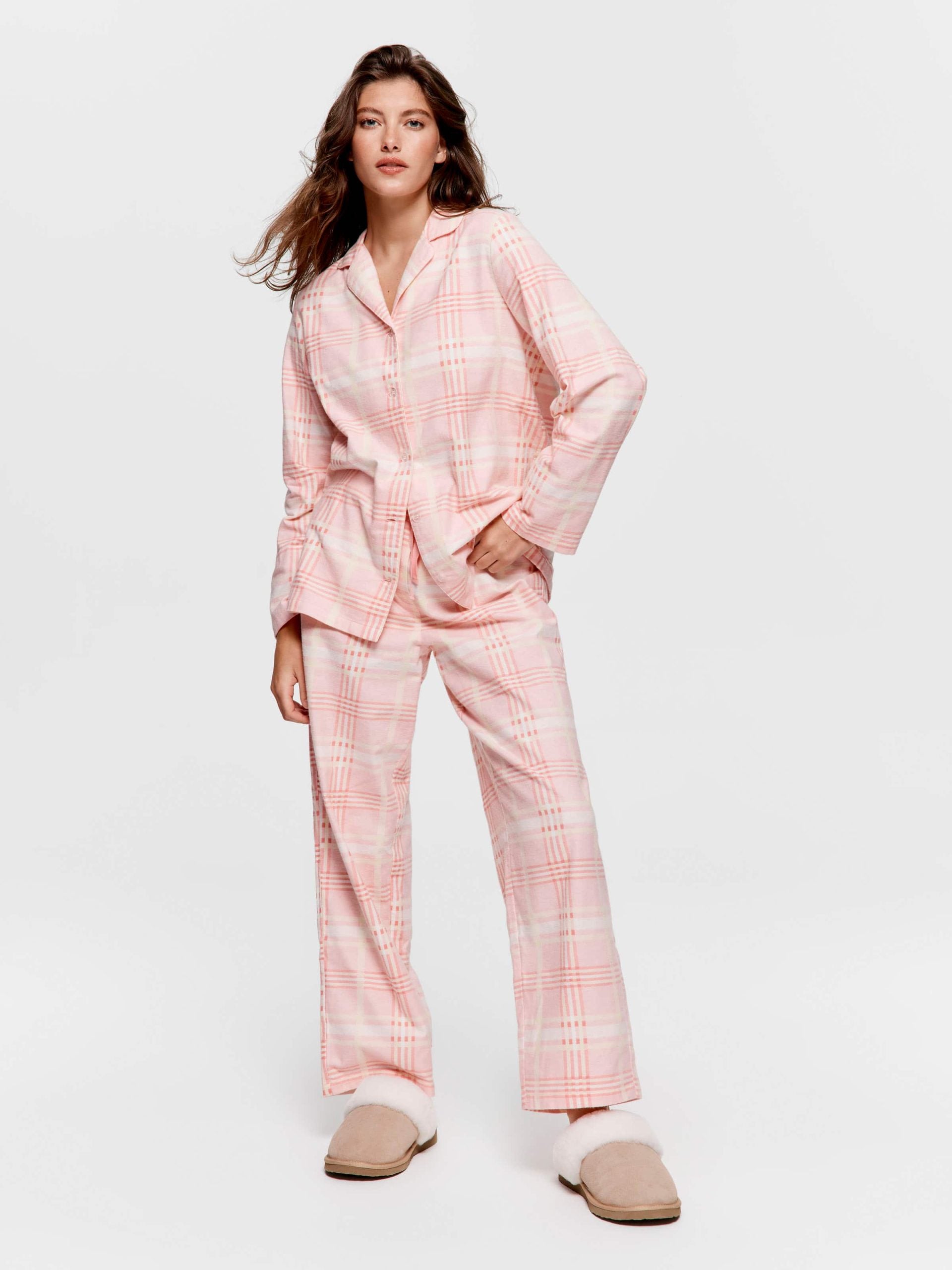 Peach Check Classic Flannelette Pj Set multi image 0