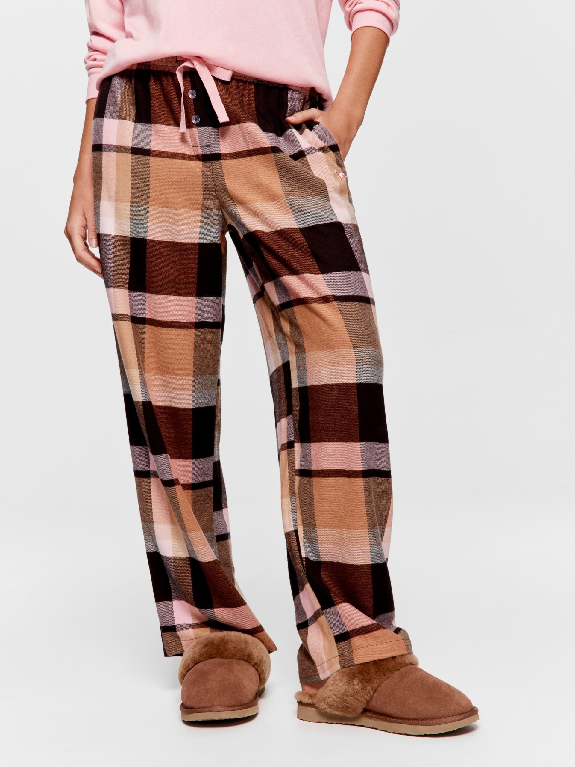 Nougat Check Bamboo Flannelette Classic Pj Pant multi image 0