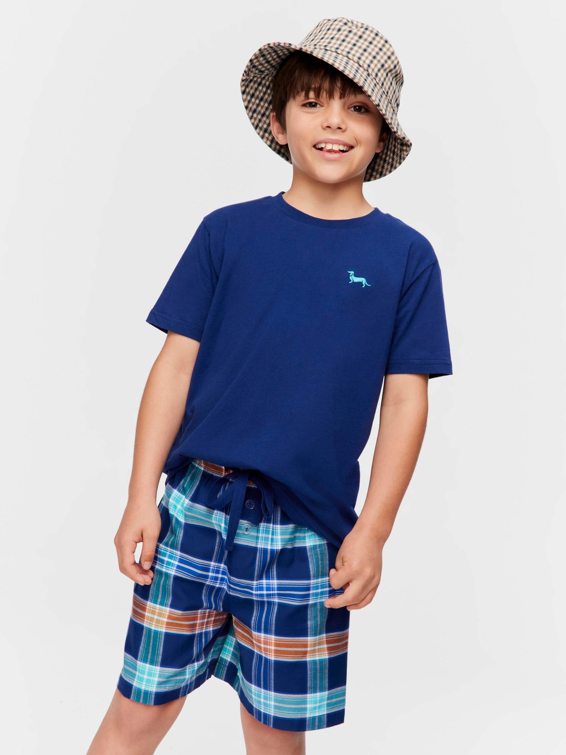 Boys Blue Check Pj Set multi image 1