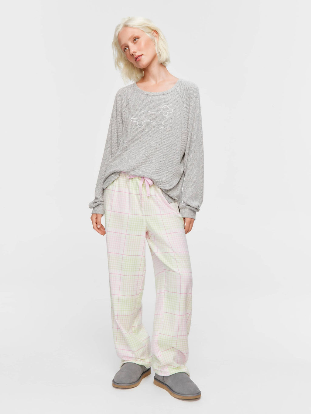 Pink & Green Check Classic Flannelette Pj Pant multi image 1