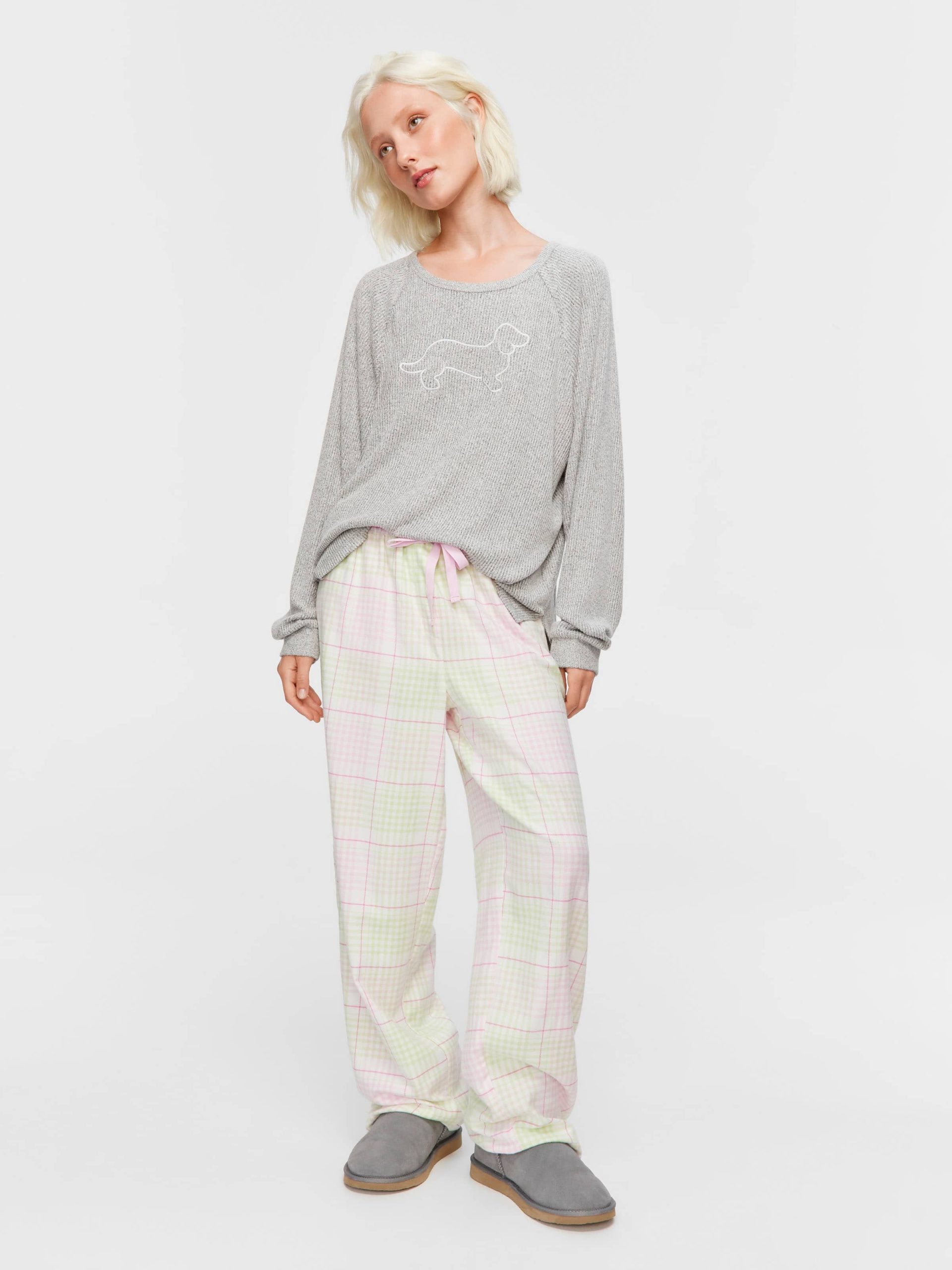 Pink & Green Check Classic Flannelette Pj Pant multi image 1