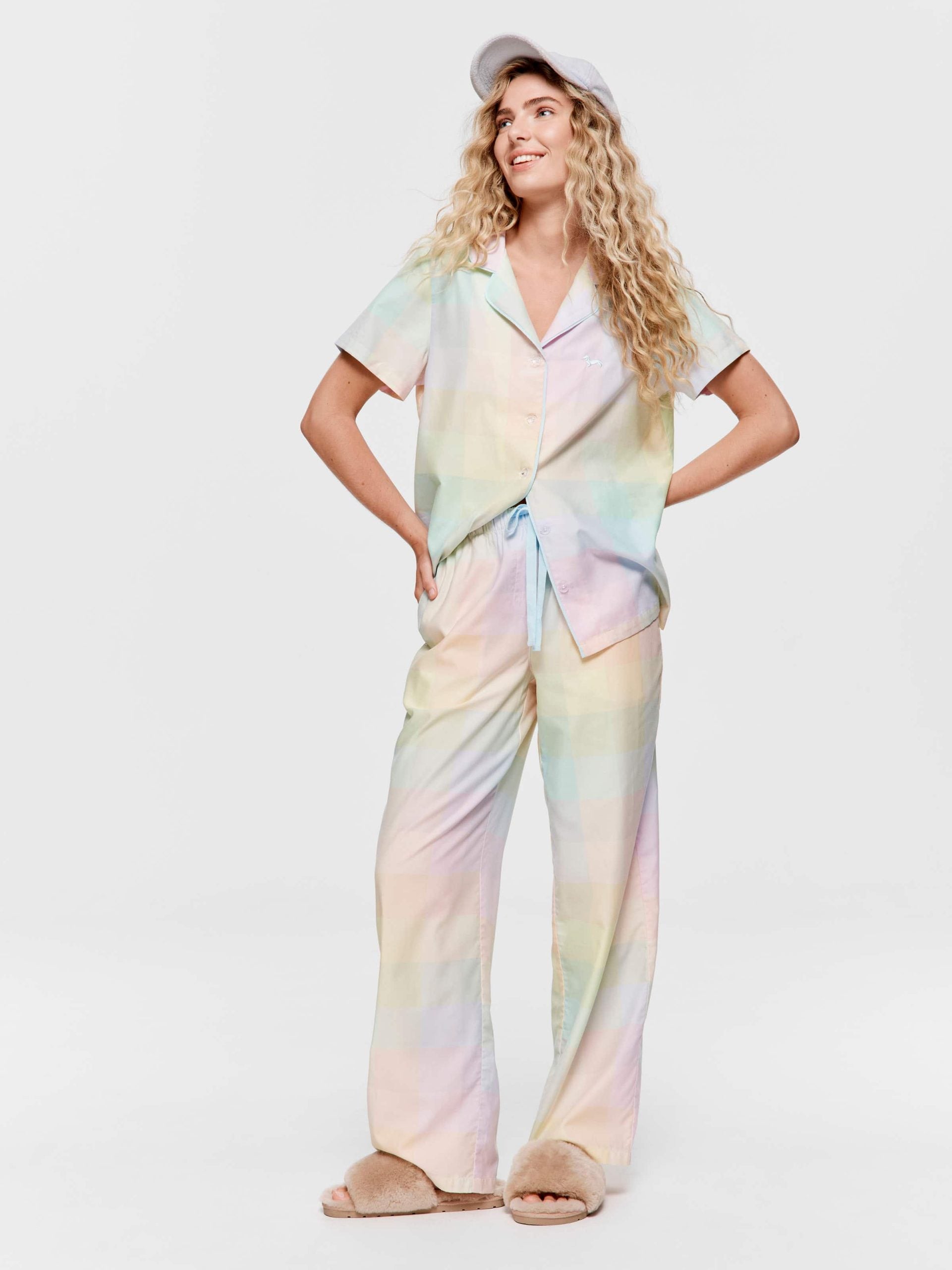 Rainbow Check Short Sleeve & Pant Pj Set multi image 1