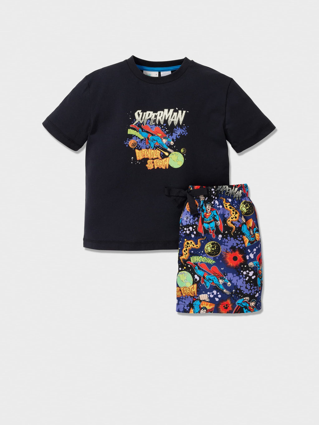 Jnr Boys Glow In The Dark Superman Short Pj Set Multi image 0
