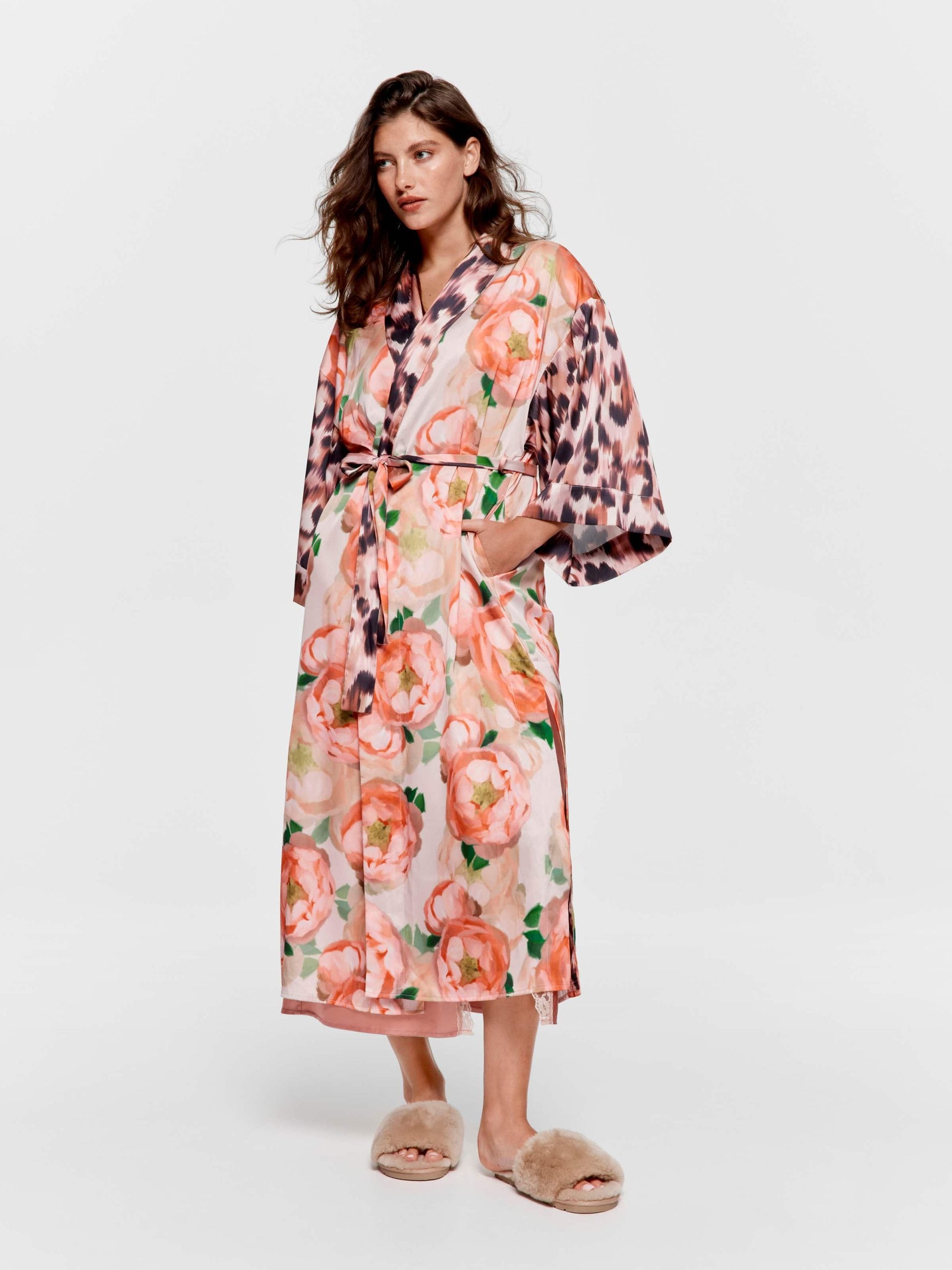 Floral Leopard Long Satin Gown multi image 0