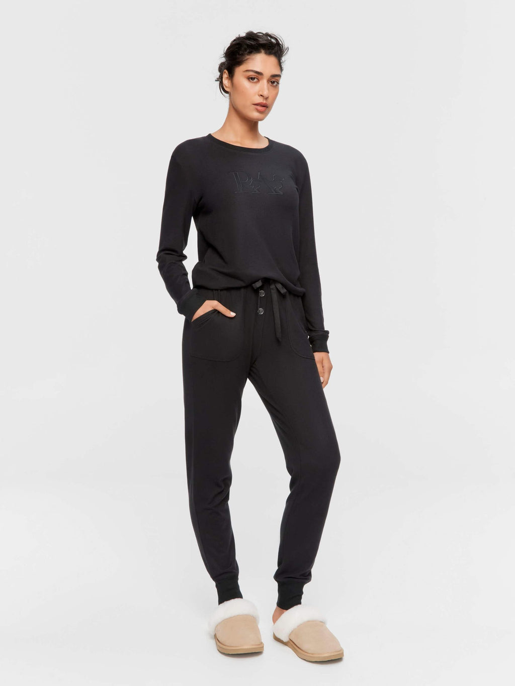 Black Plush Easy Pj Pant black image 0