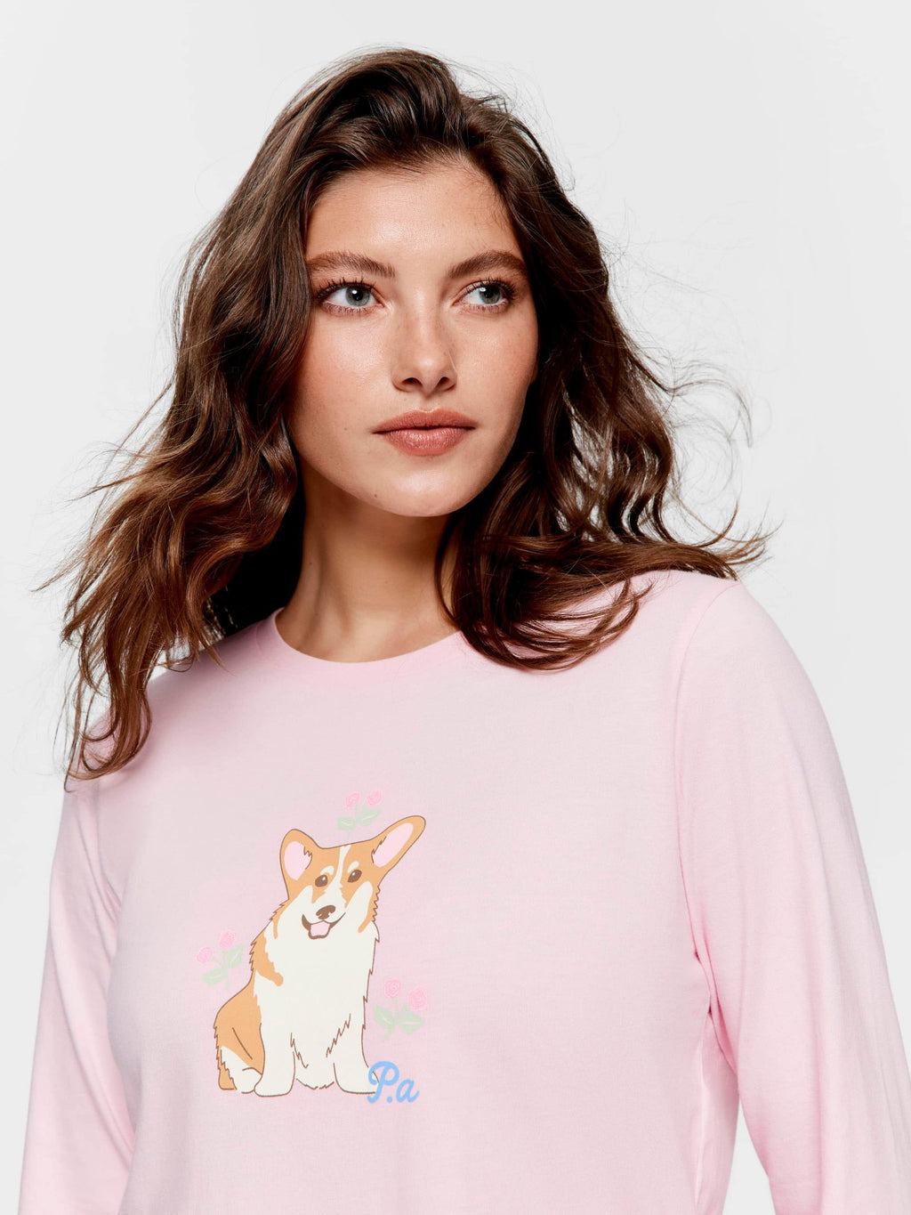 Corgi Long Sleeve Top Pink image 1