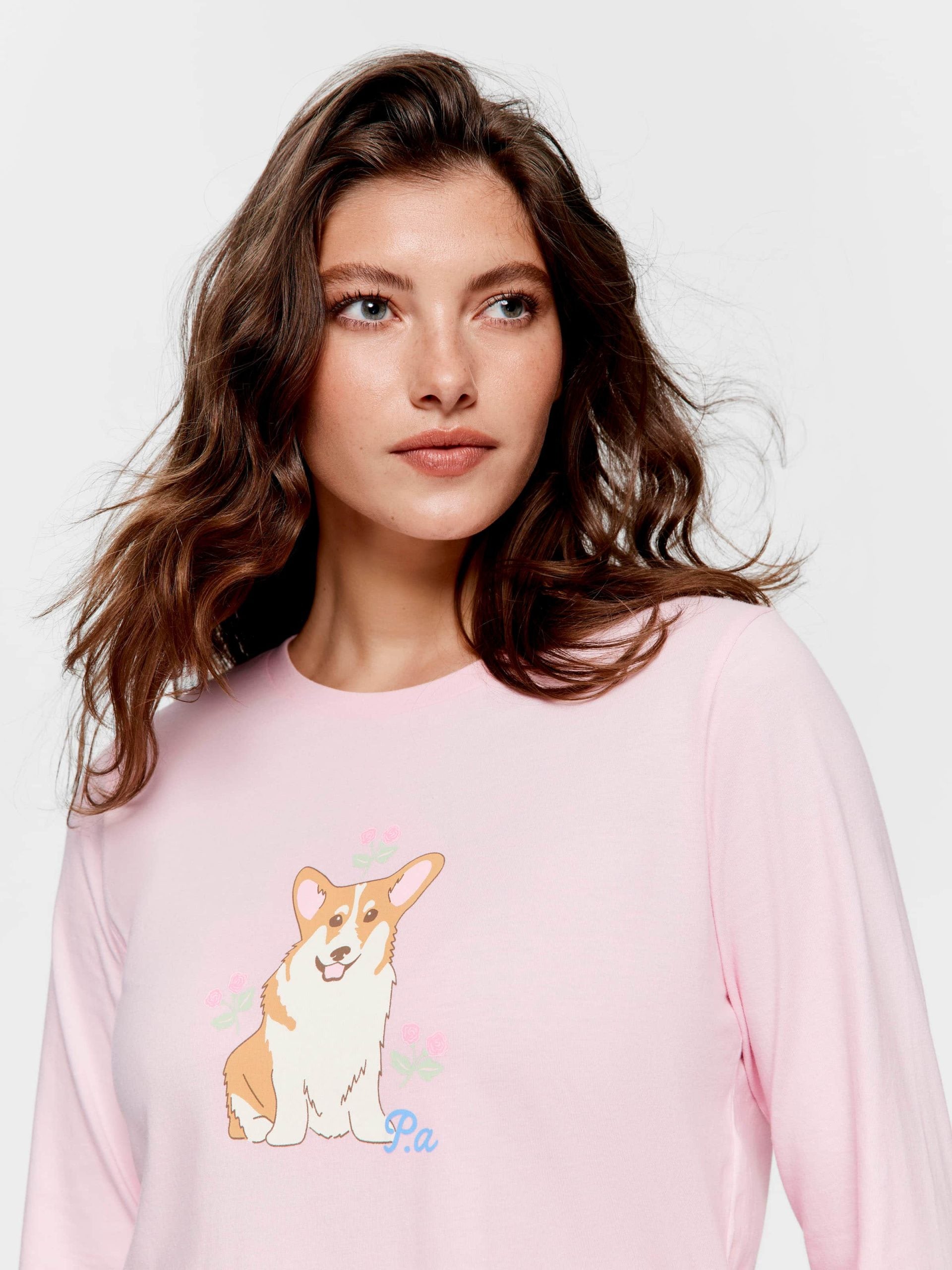Corgi Long Sleeve Top Pink image 1