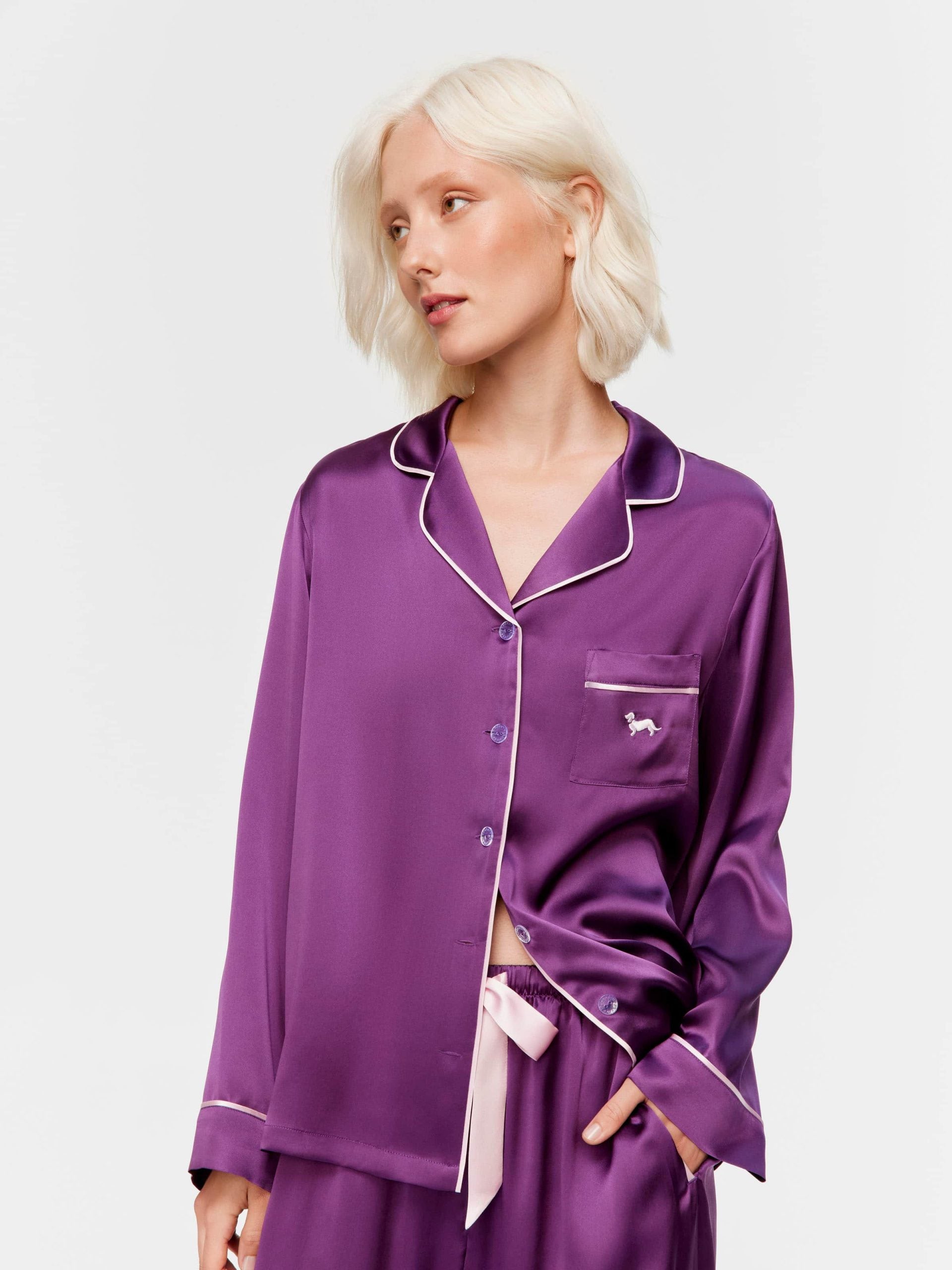 Plum Mulberry Silk Long Pj Set multi image 3