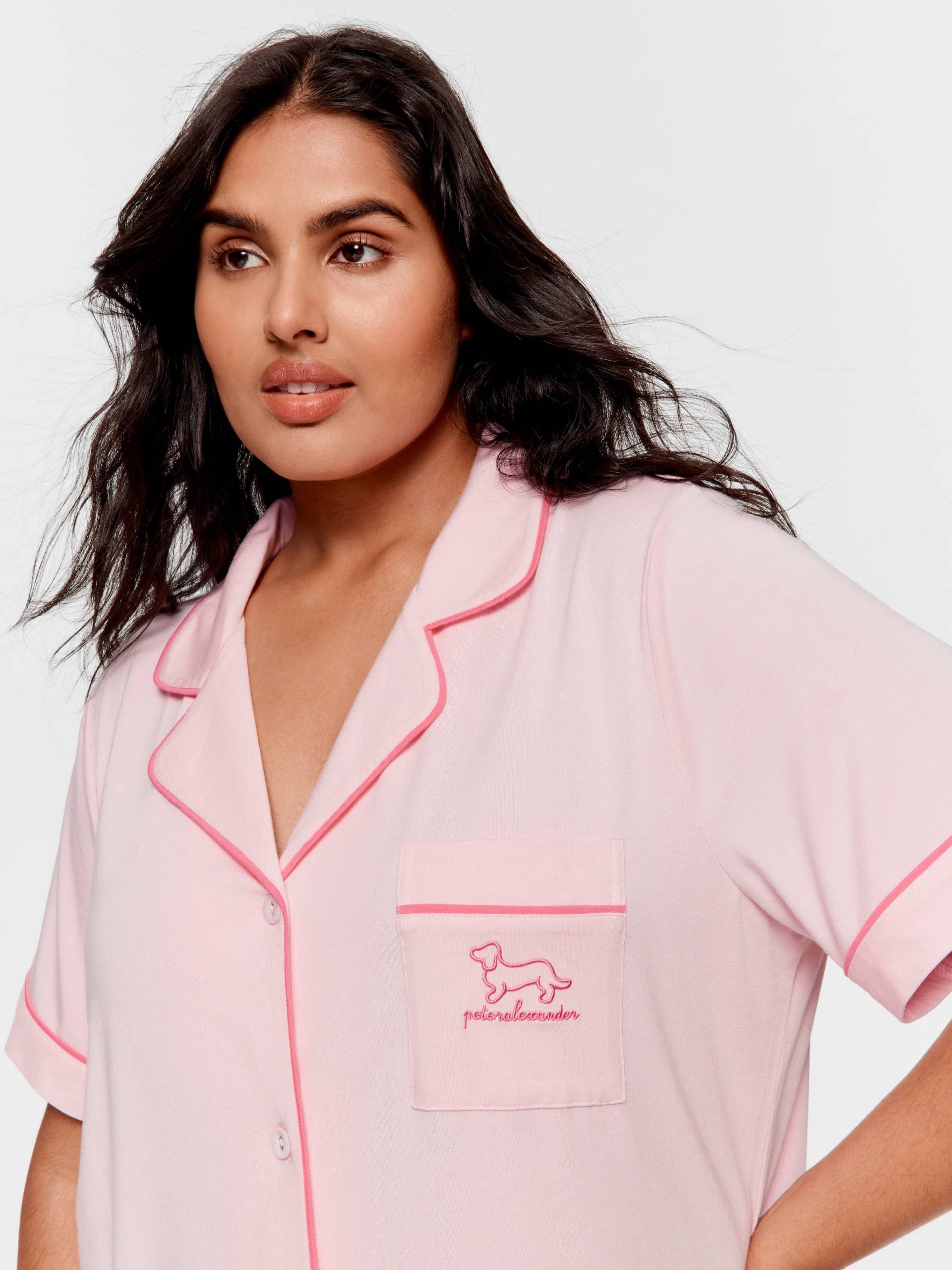 P.A. Plus Super Soft Pink Bamboo Knit Short Sleeve Nightshirt Pink image 2