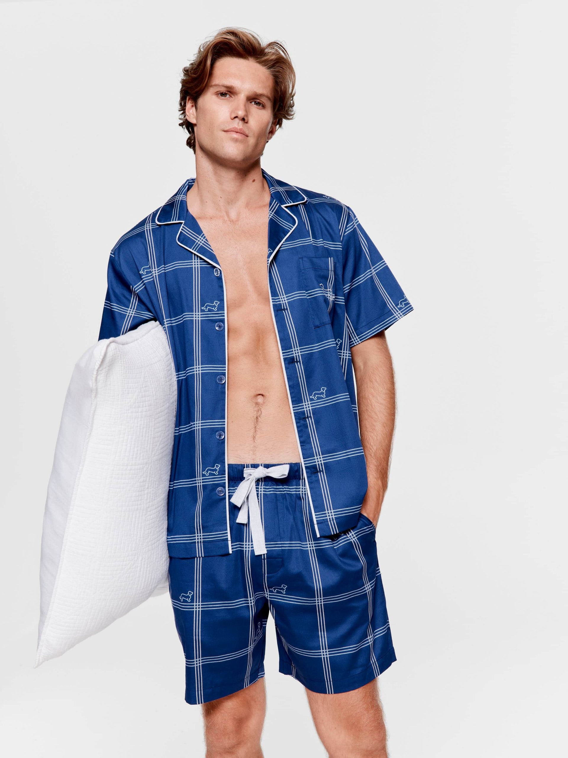 Navy Windowpane Short Sleeve Pj Set multi image 0