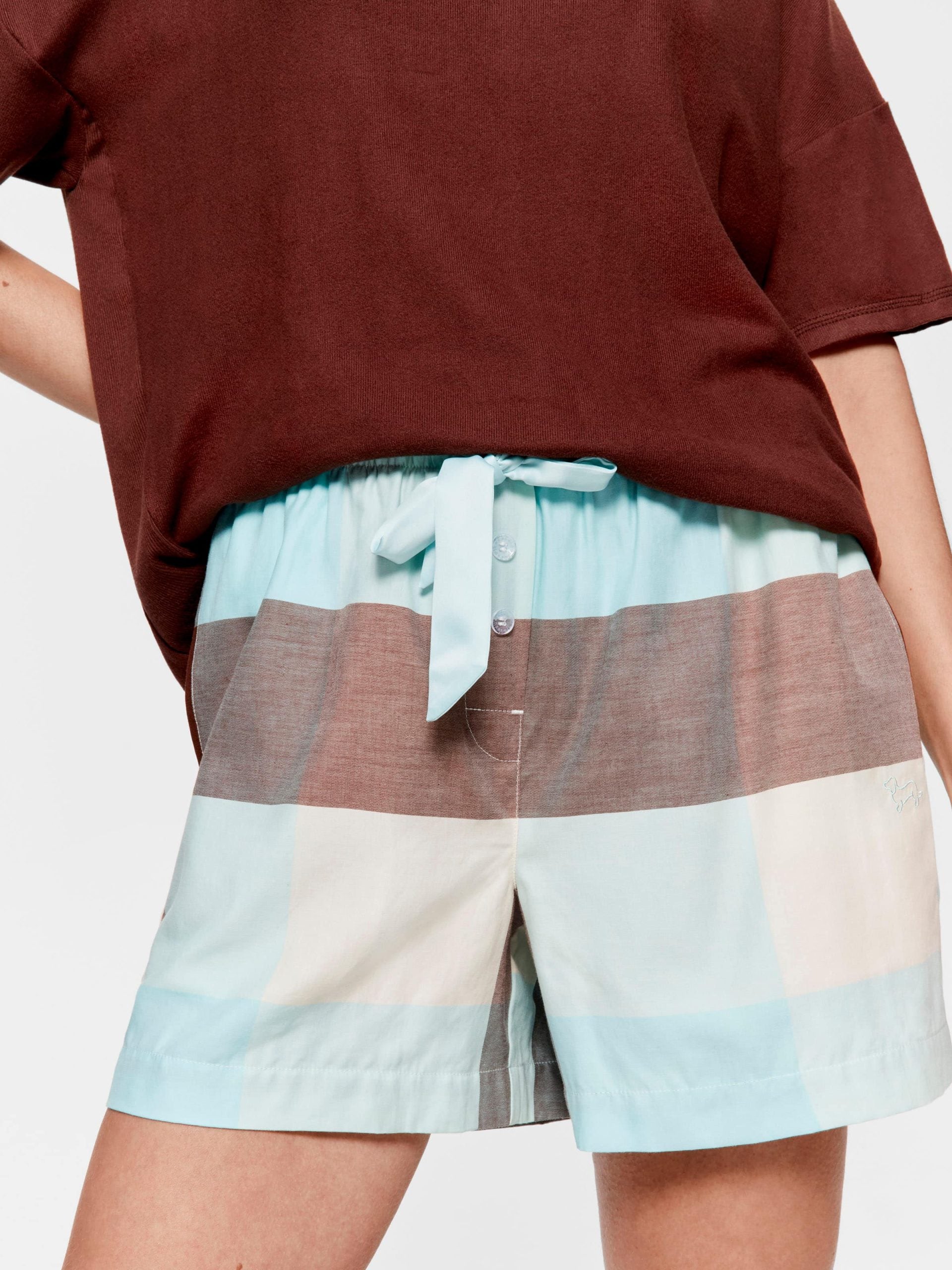 Mint Choc Check 100% Cotton Mid Short multi image 1