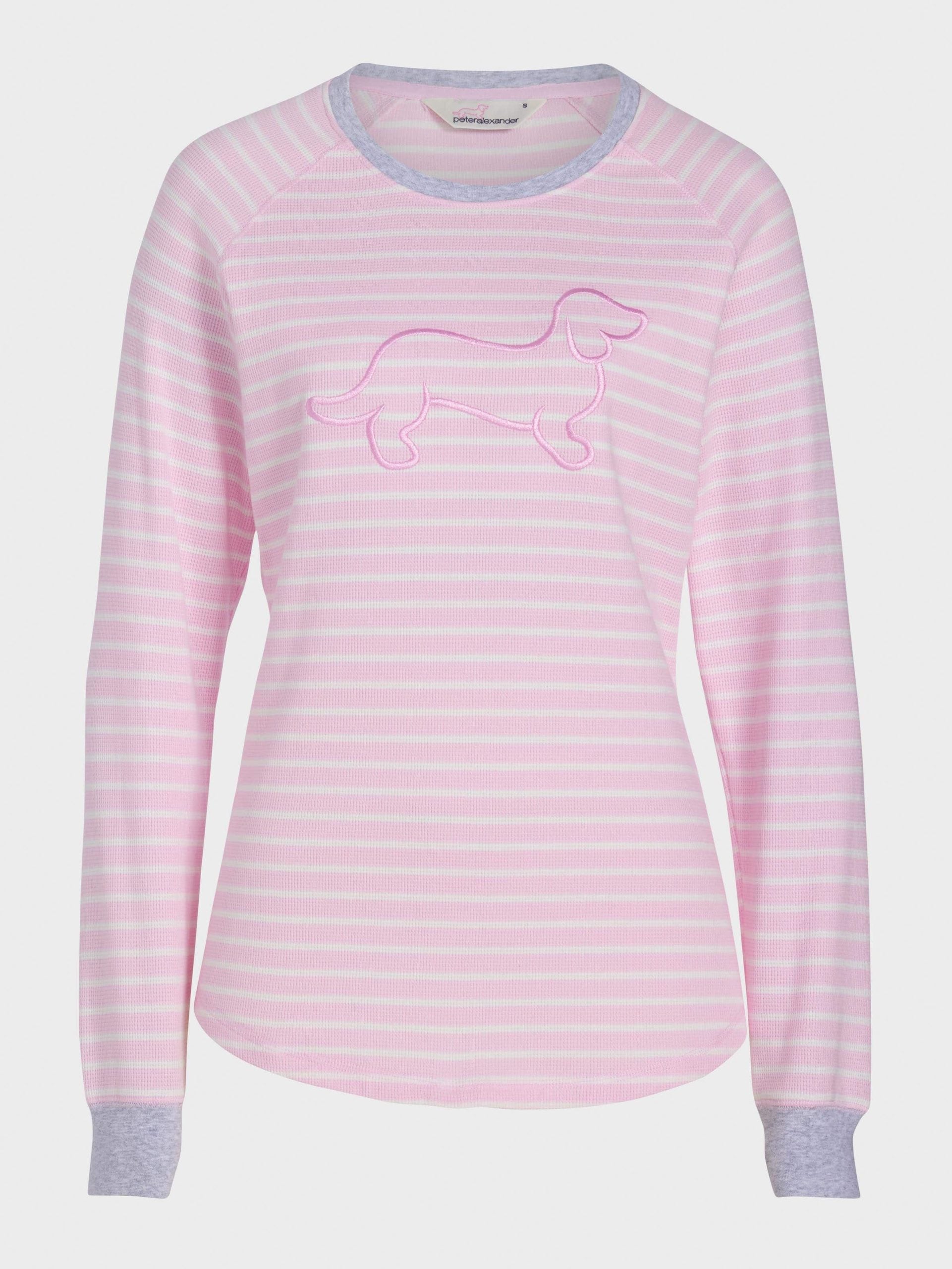 Pink Waffle Stripe Long Sleeve Top multi image 3