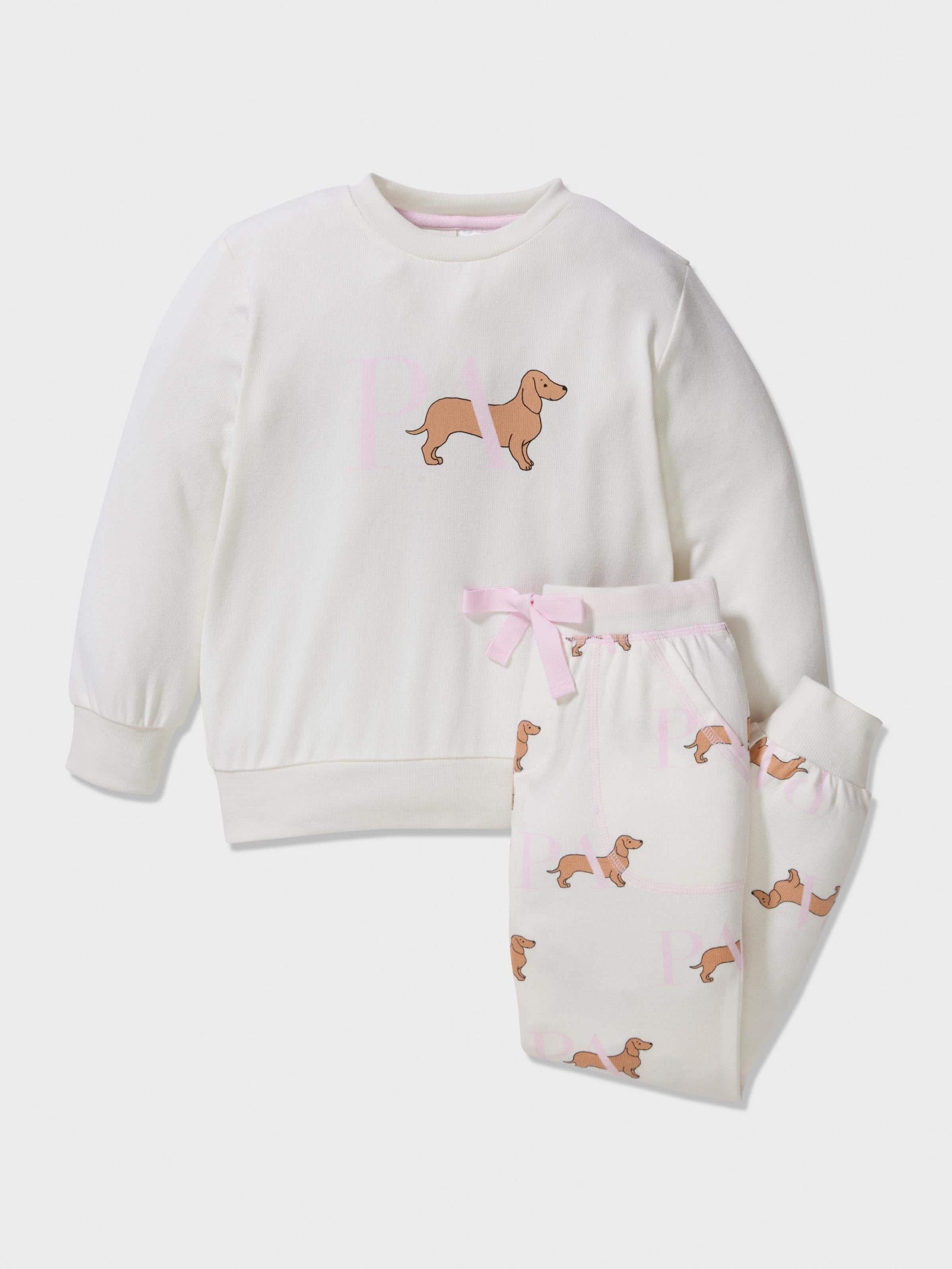 Jnr Girls Penny Plush Pj Set cream image 2