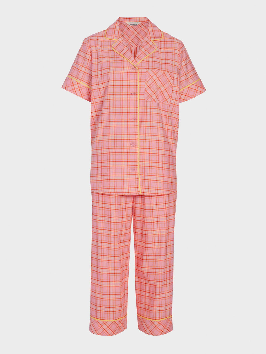Pink &amp;amp; Yellow Check 100% Cotton 3/4 Pj Set Multi image 4