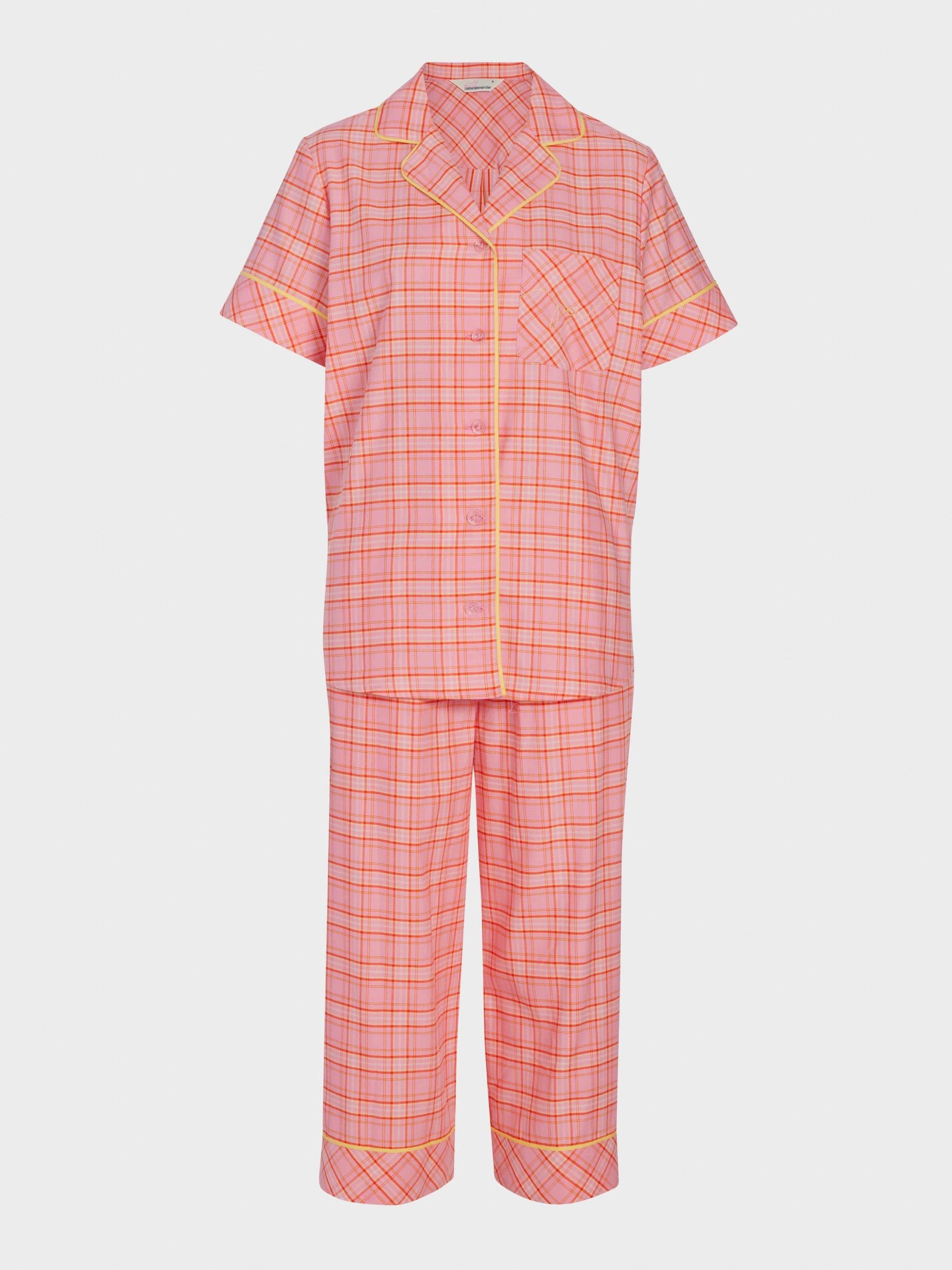 Pink &amp;amp; Yellow Check 100% Cotton 3/4 Pj Set Multi image 4
