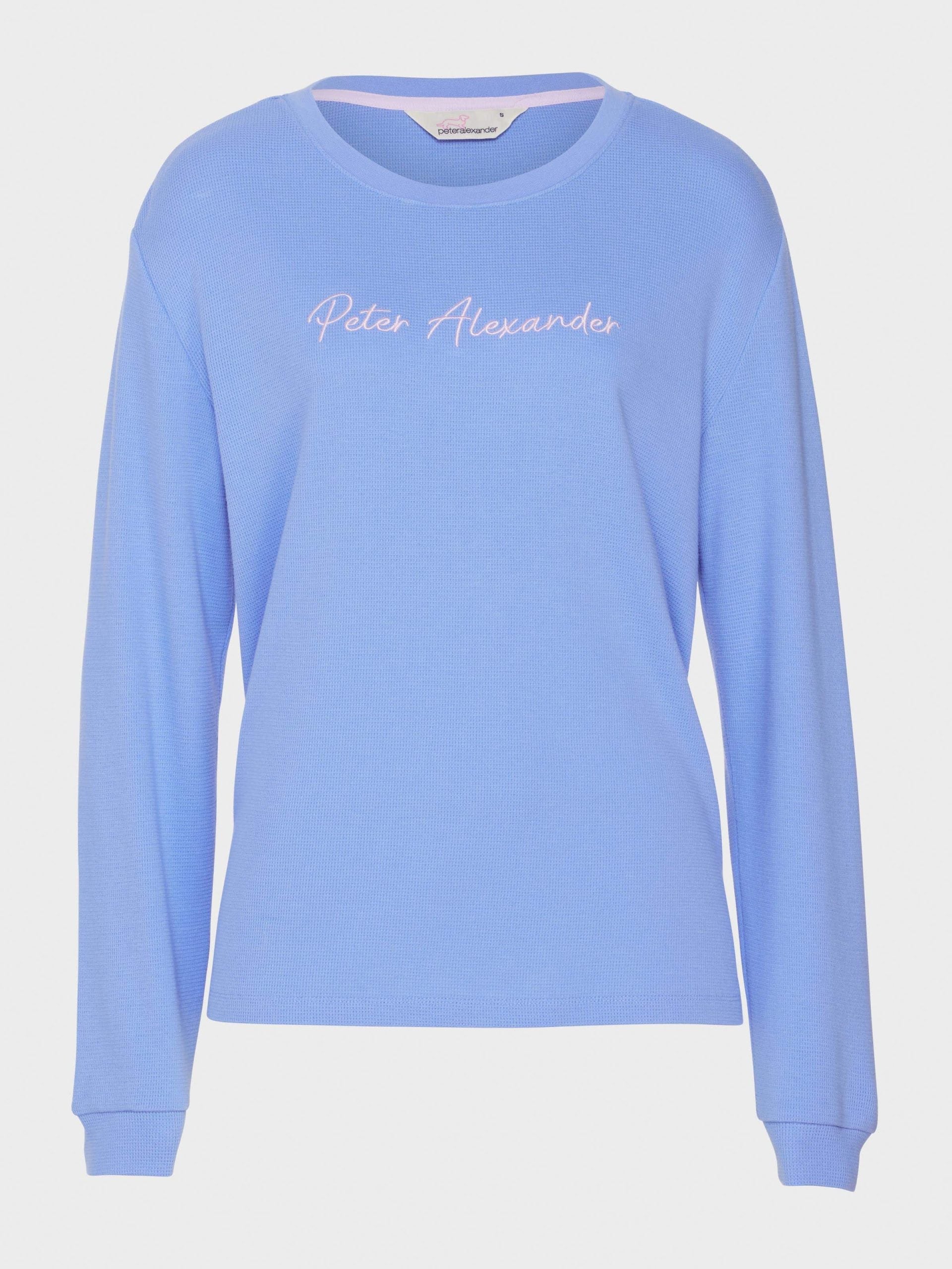 Dusty Blue Long Sleeve Waffle Top blue image 3