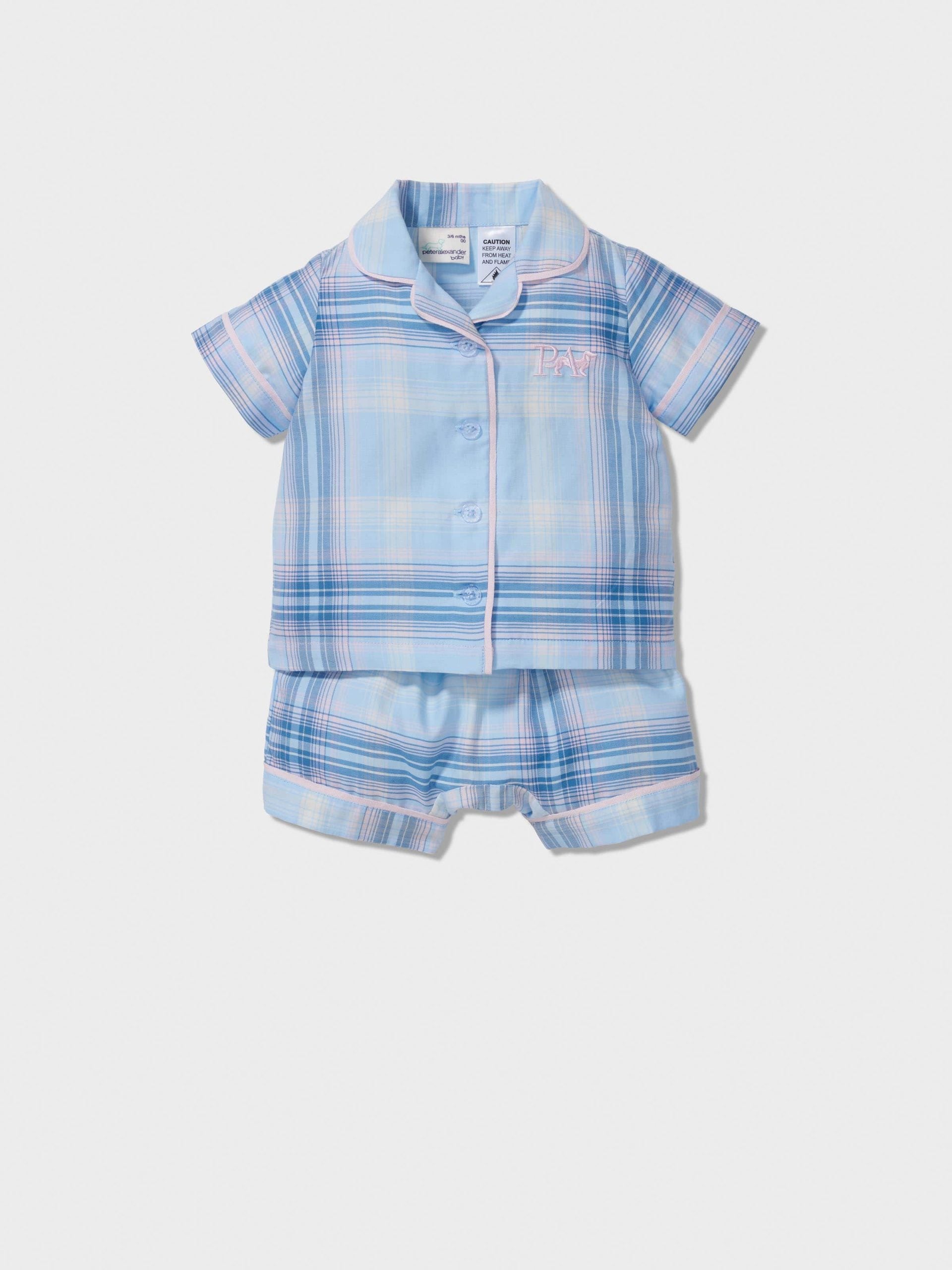 Baby Blue Check Classic Shortie Pj Set multi image 0
