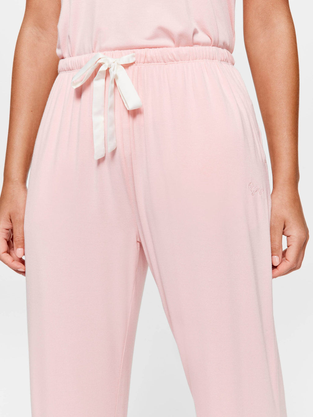 Pink Bamboo Jersey Lace 3/4 Pj Pant palepink image 2