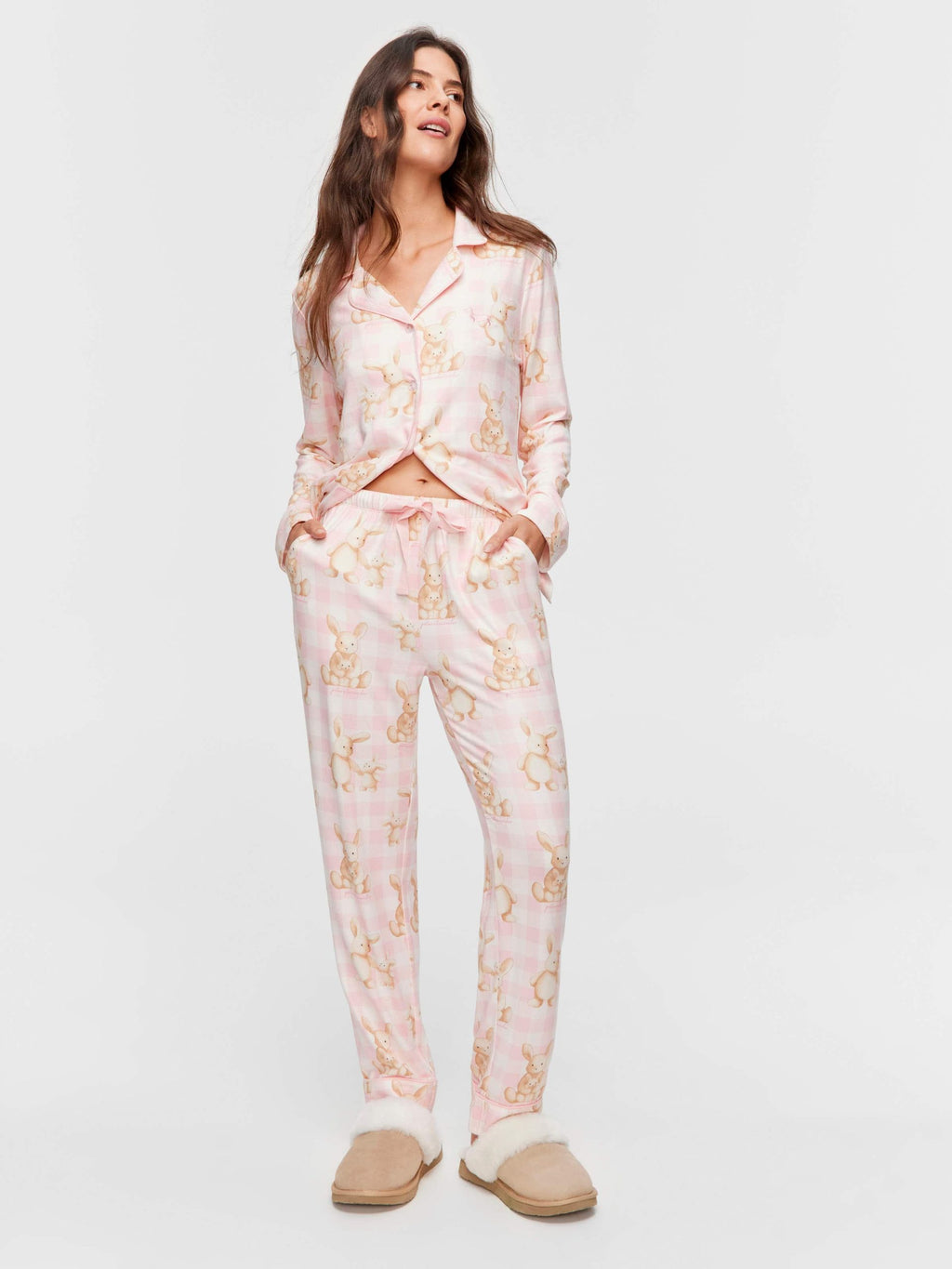 Soft Bunny Plush Long Classic Pj Set multi image 2
