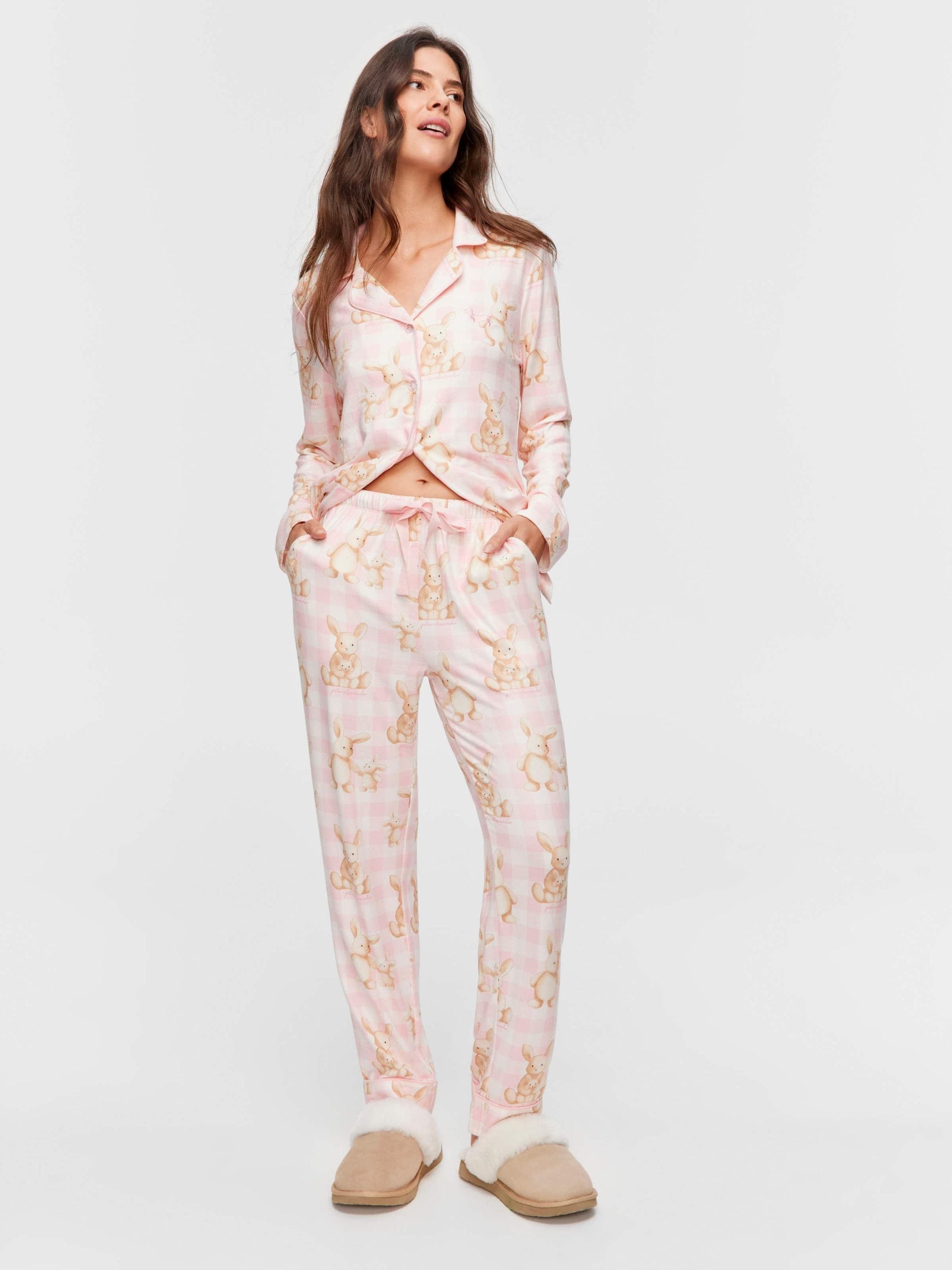 Soft Bunny Plush Long Classic Pj Set multi image 2