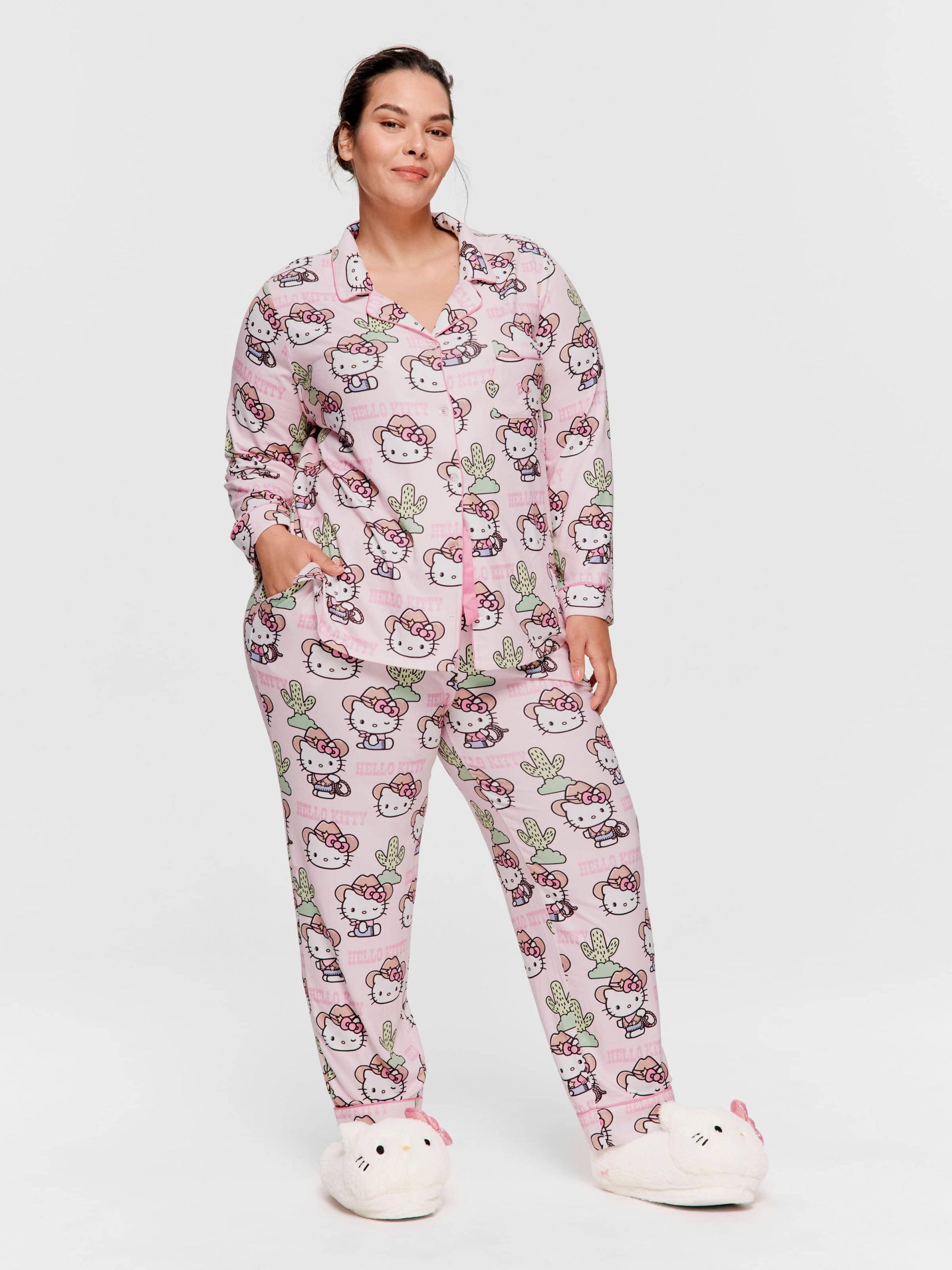 P.A. Plus Howdy Hello Kitty Plush Classic Pj Set Multi image 3