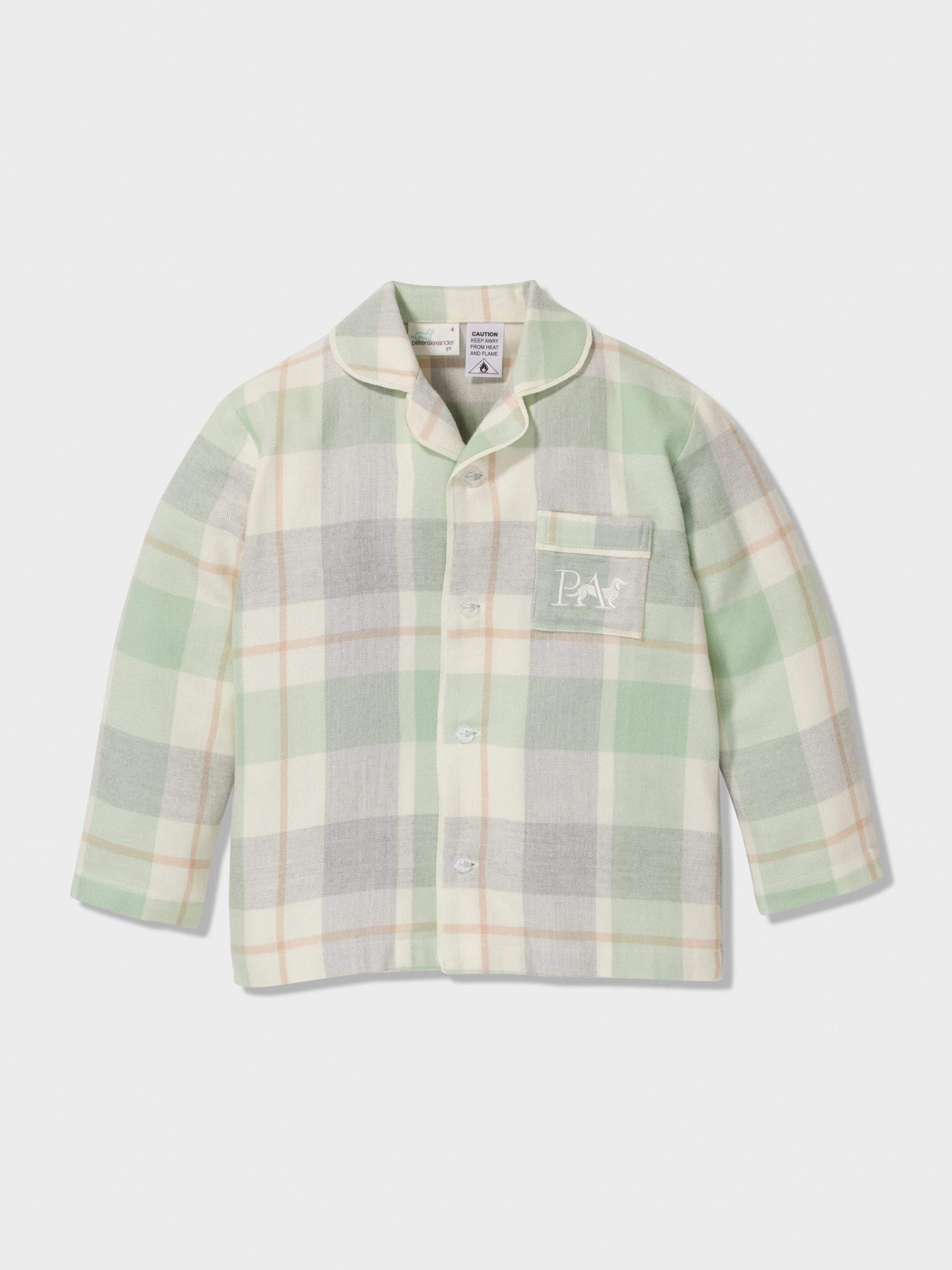 Kids Mint Check Bamboo Flannelette Classic Pj Set mint image 2