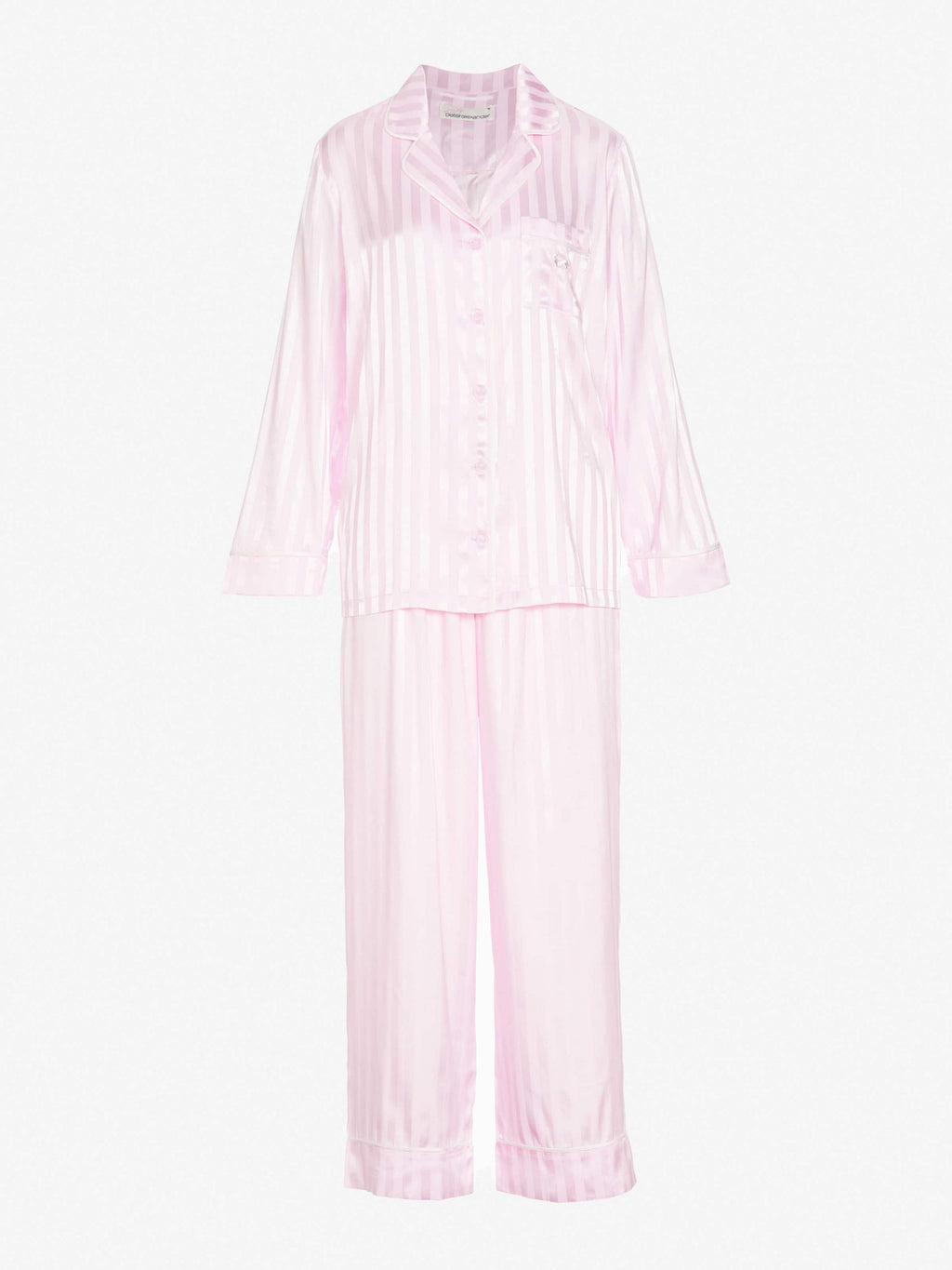 Long Pink Stripe Chic Satin Pj Set Pink image 4