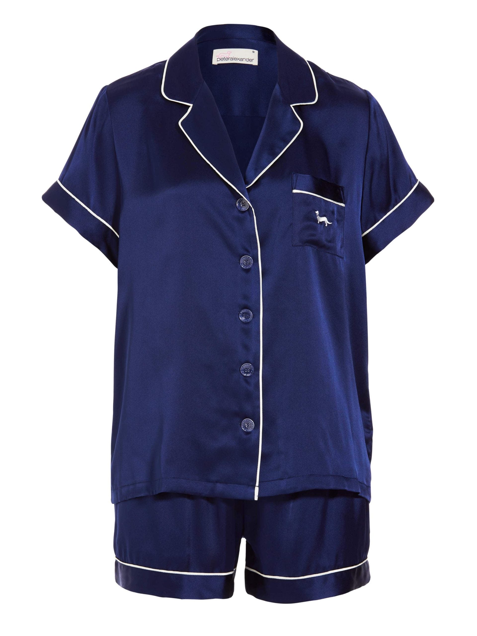 Navy Mulberry Silk Shortie Pj Set navy image 4