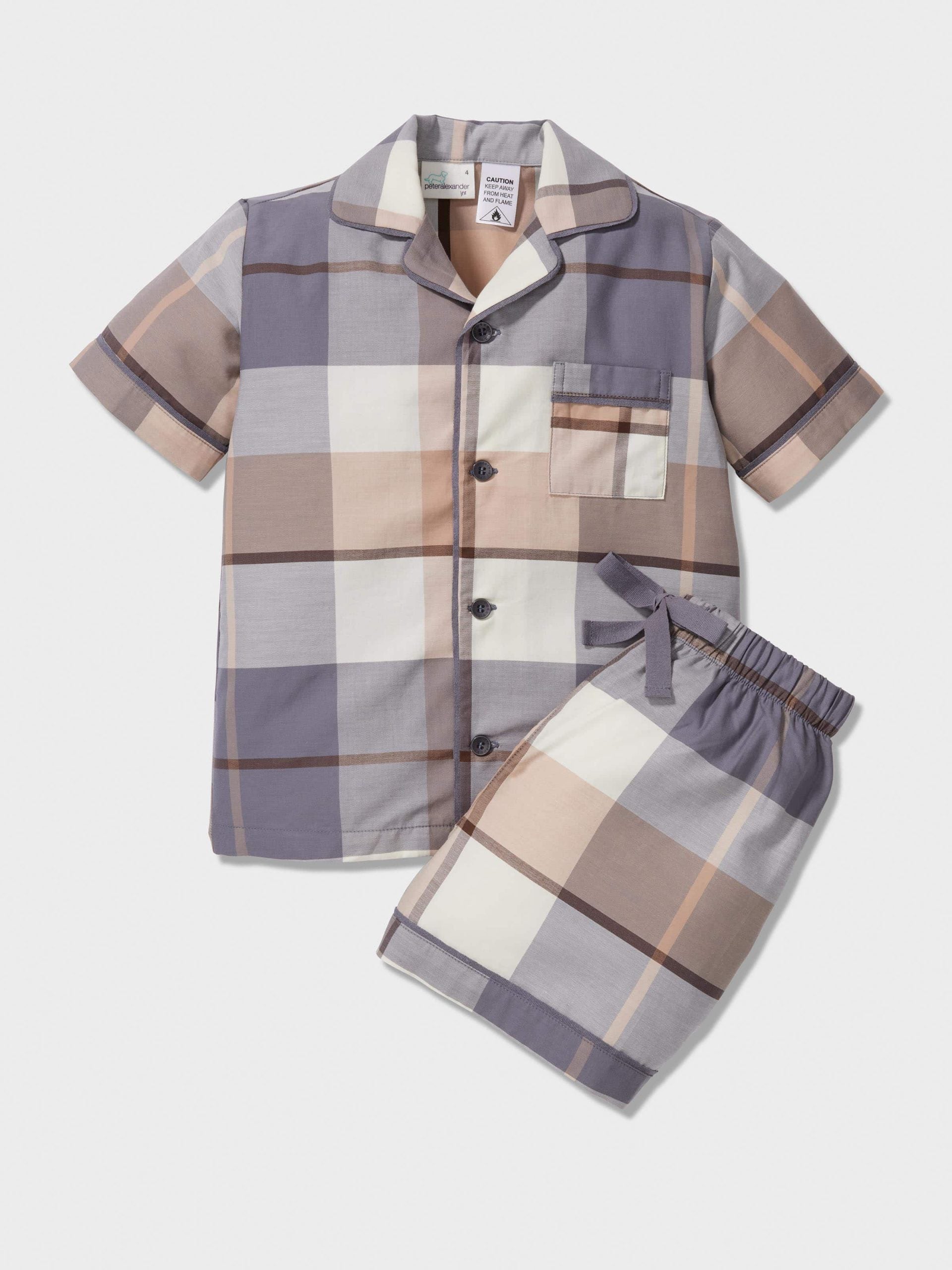 Boys Charcoal Check Classic Short Pj Set multi image 0