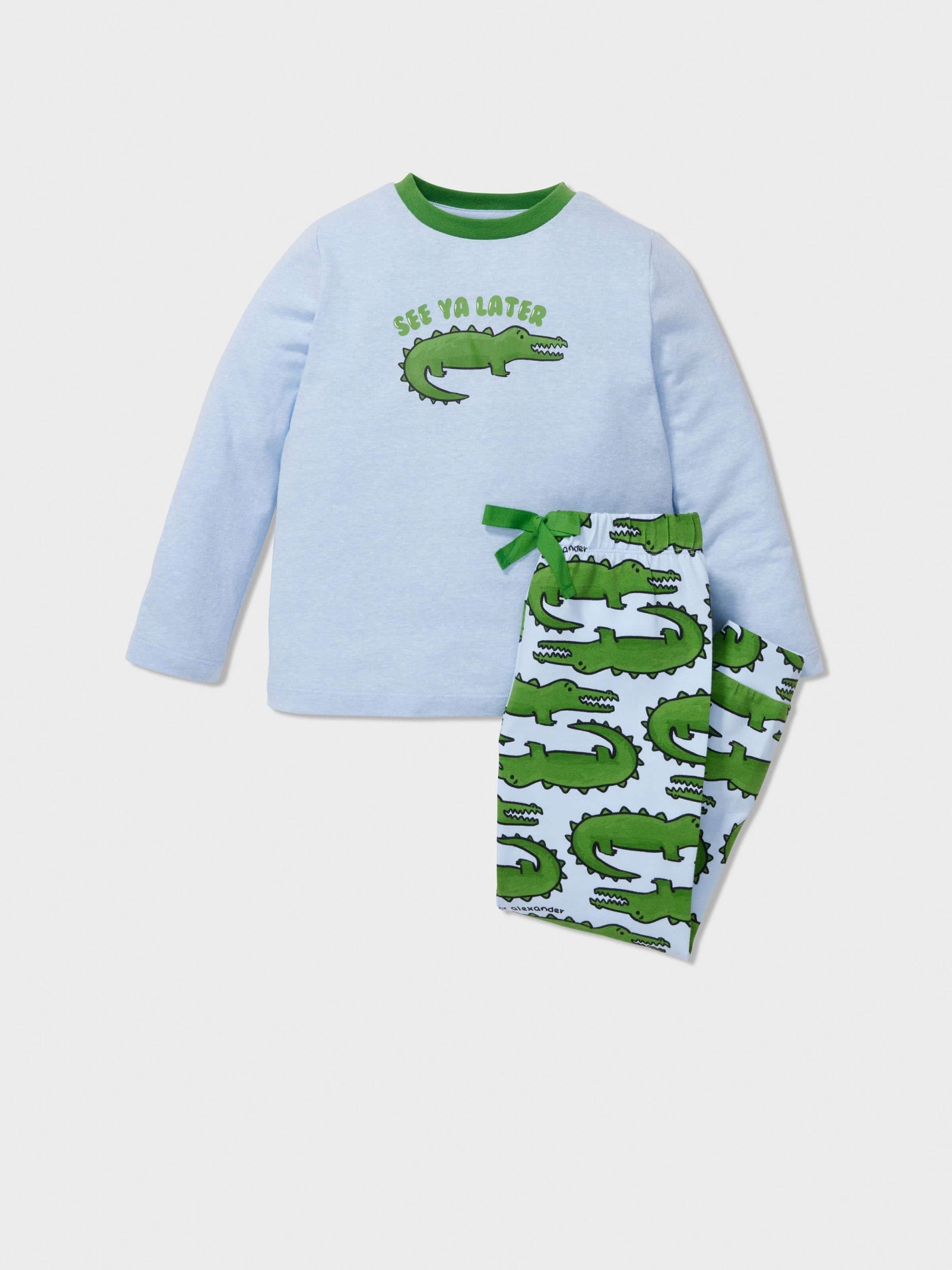 Jnr Boys Alligator Print Long Pj Set multi image 0