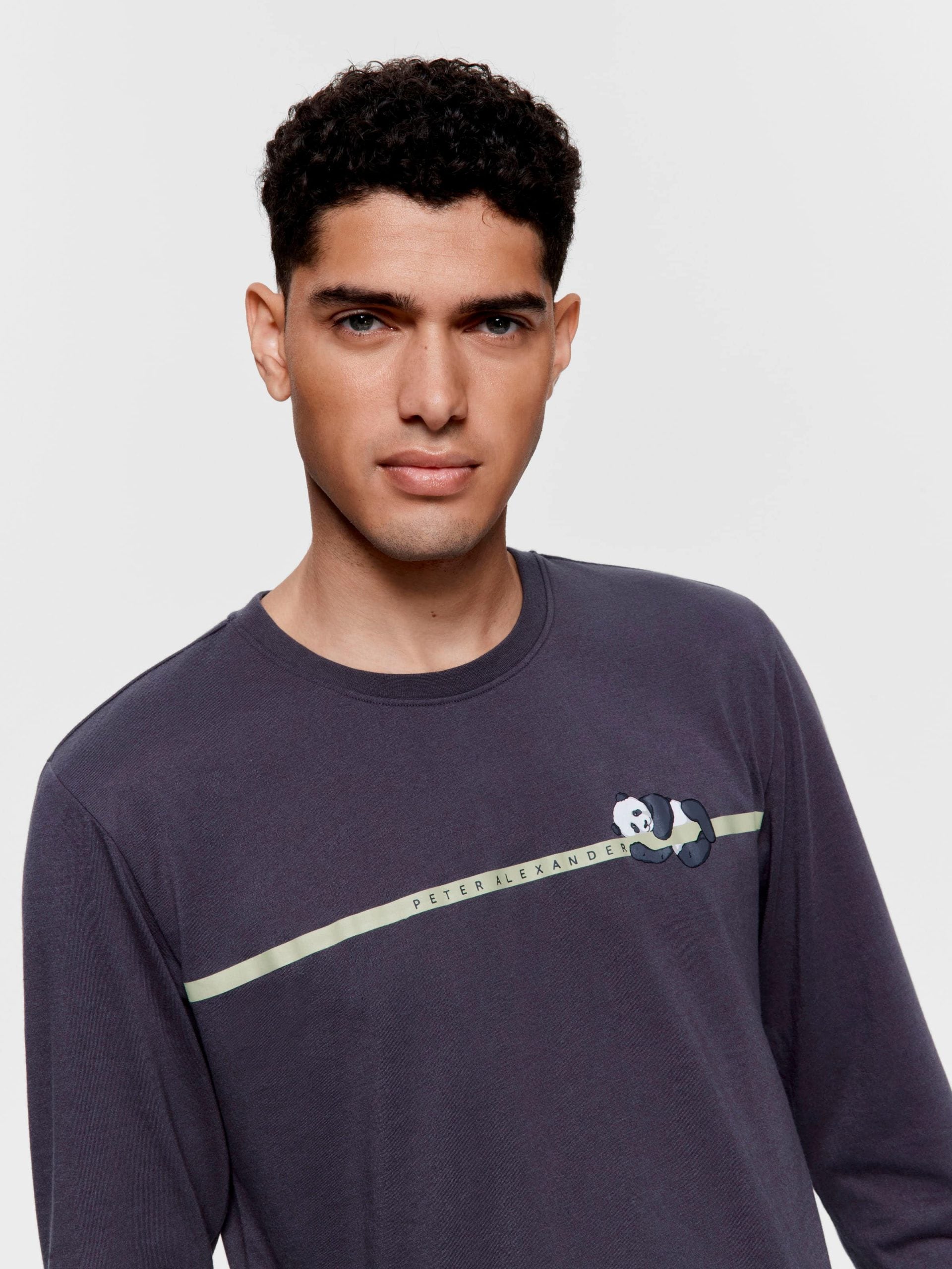 Sleepy Panda Long Sleeve Top charcoal image 1