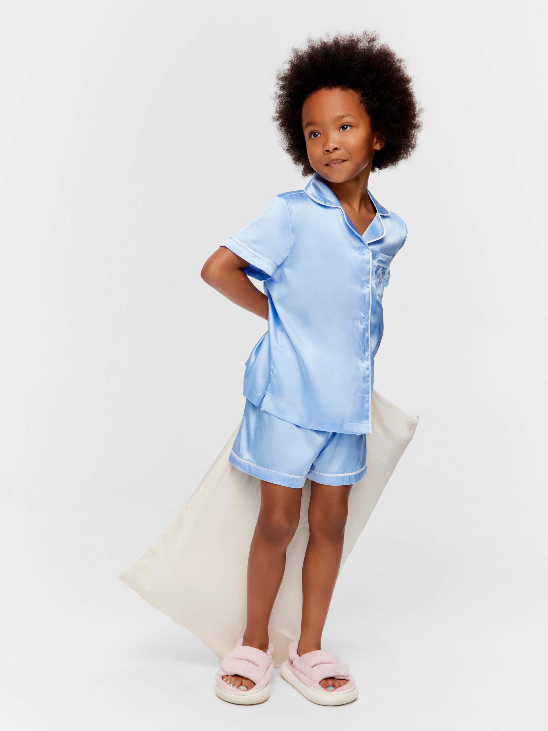 Jnr Girls Classic Satin Cornflower Pj Set cornflower image 1