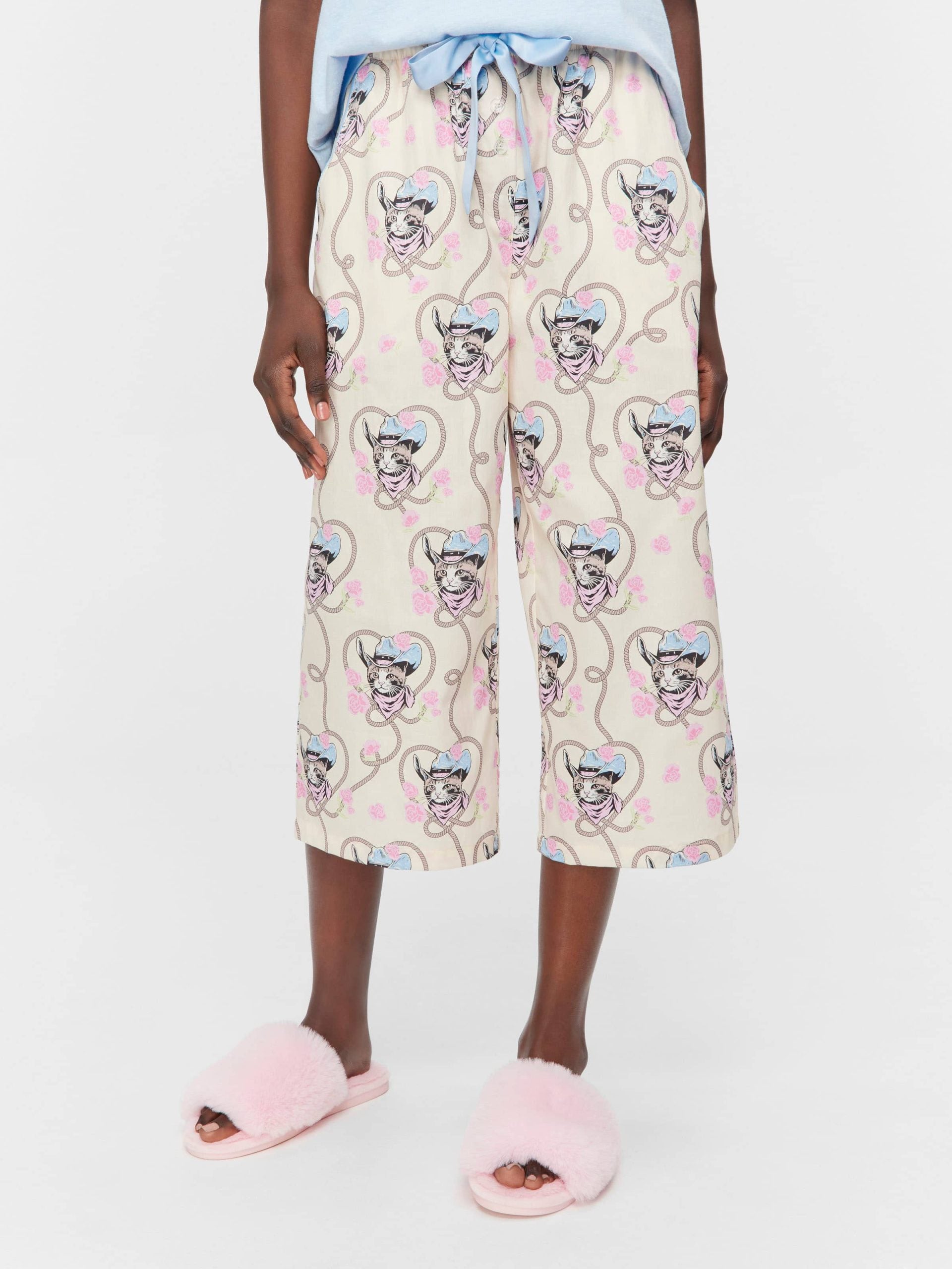 Cowboy Kitty 100% Cotton 3/4 Pj Pant Multi image 1