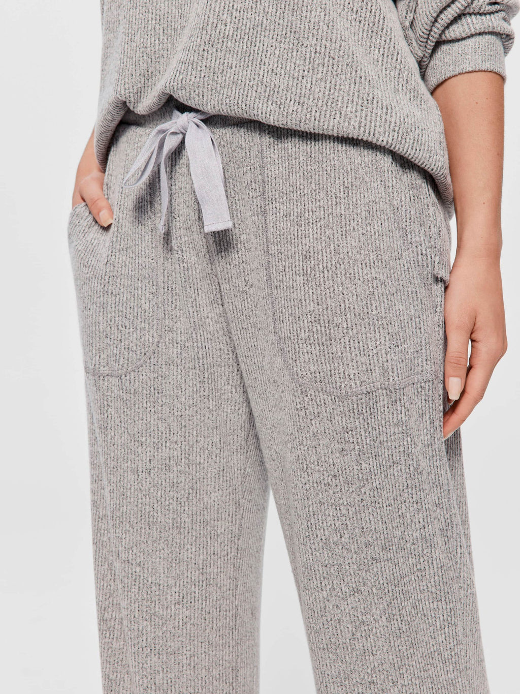 Brushed Rib Straight Leg Pj Pant greymarle image 2