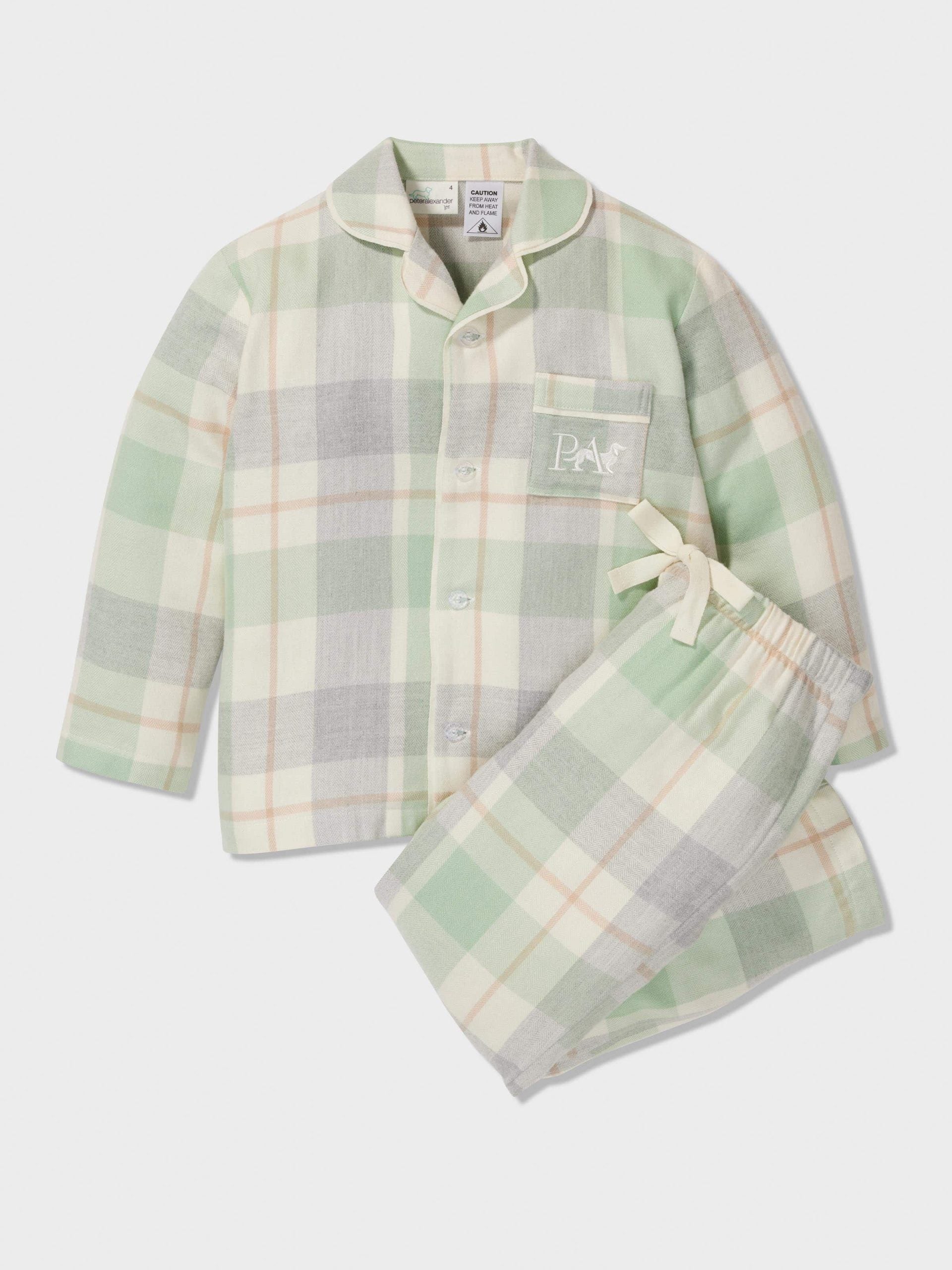 Kids Mint Check Bamboo Flannelette Classic Pj Set mint image 0