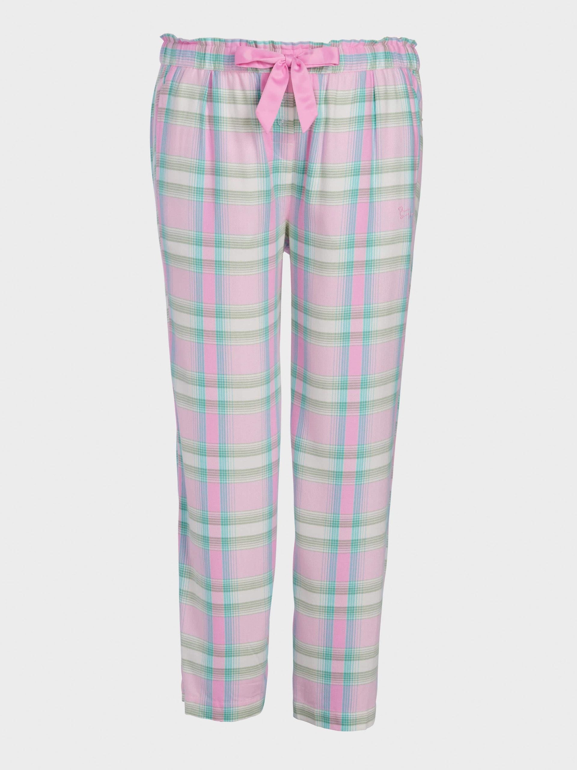 P.A. Plus Pink Check Wide Leg Bamboo Flannelette Pj Pant Multi image 3