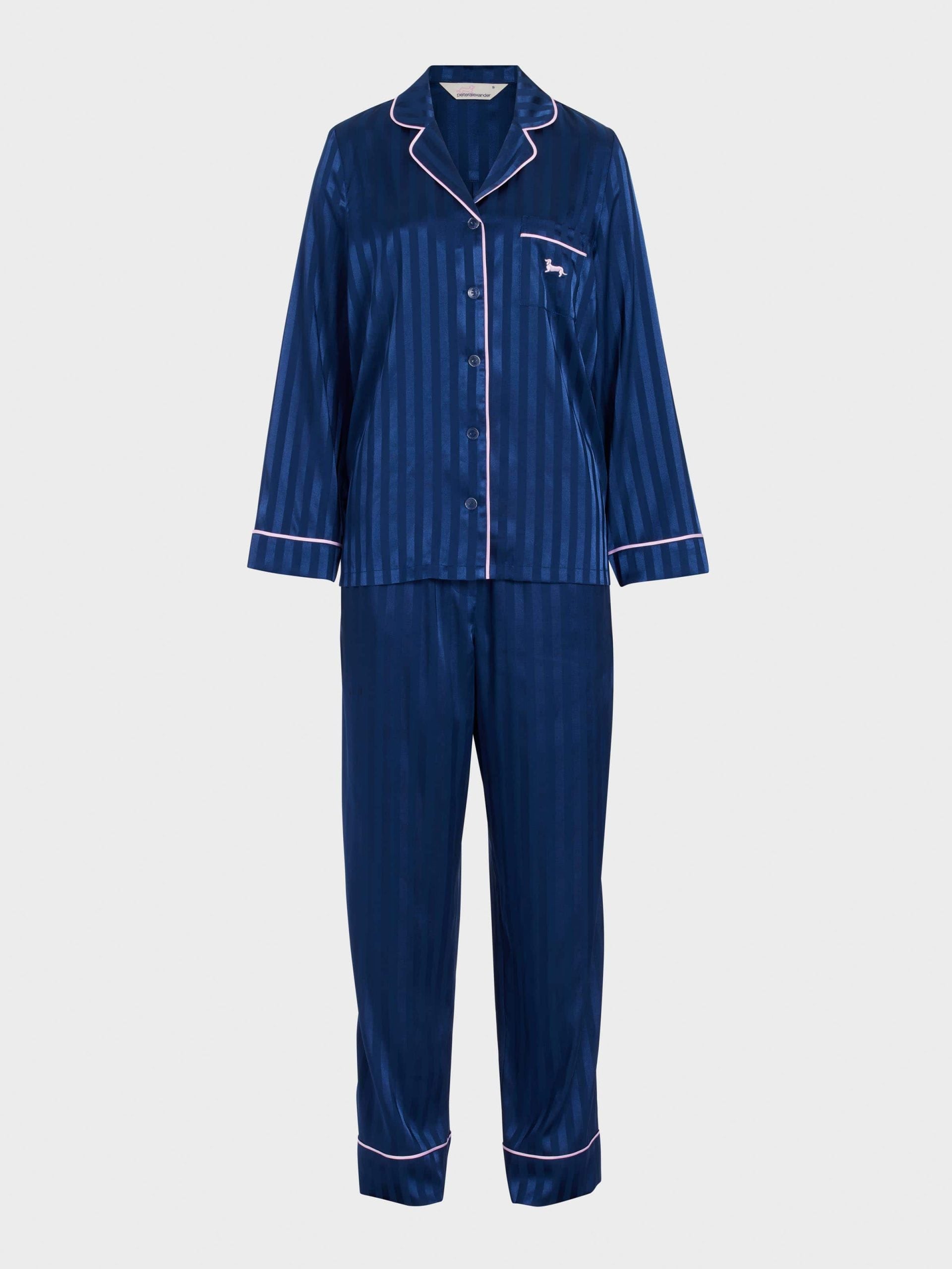 Navy Stripe Chic Satin Long Sleeve Pj Set Navy Stripe image 4