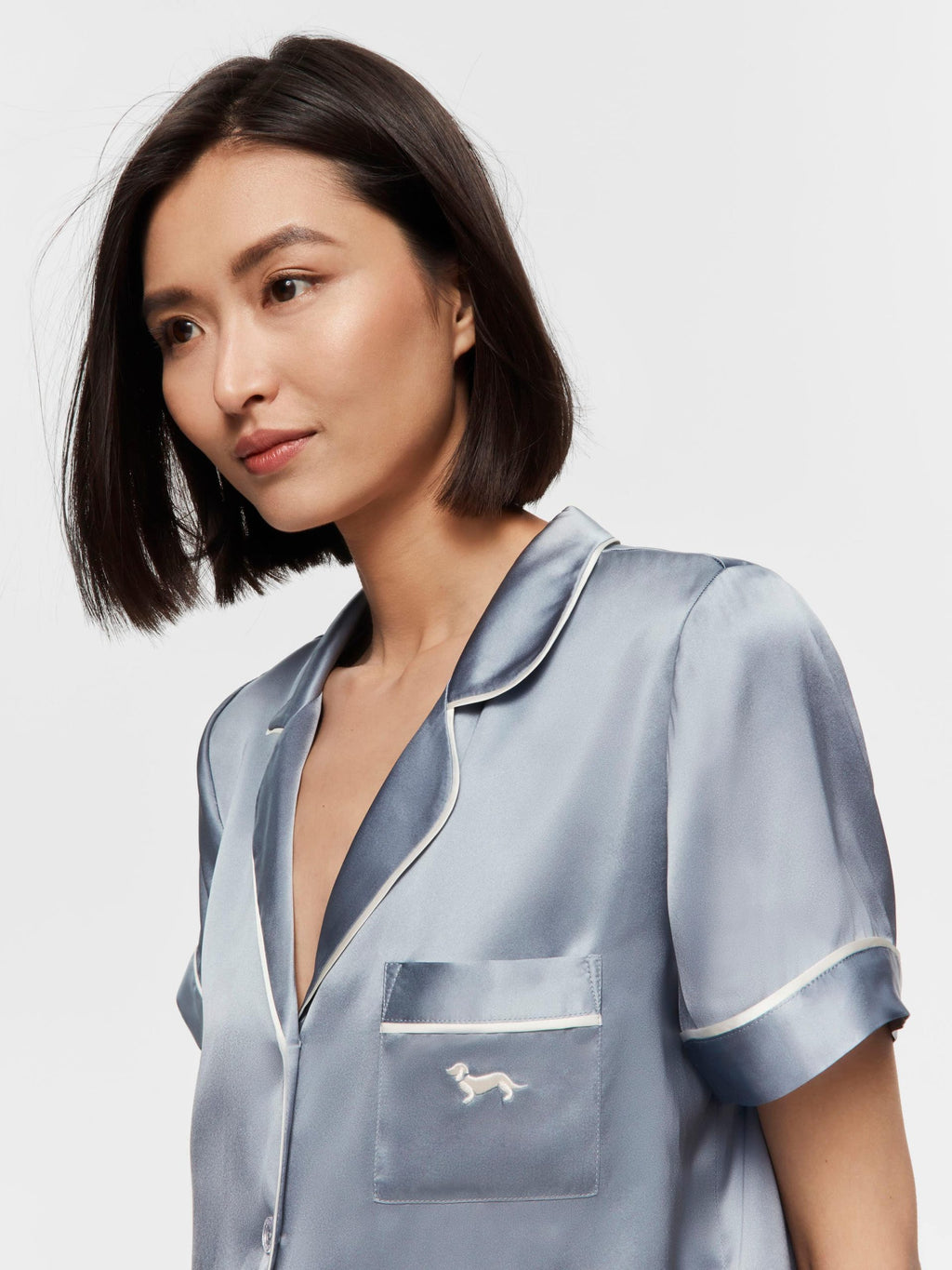 Steel Blue Mulberry Silk Shortie Pj Set steelblue image 2
