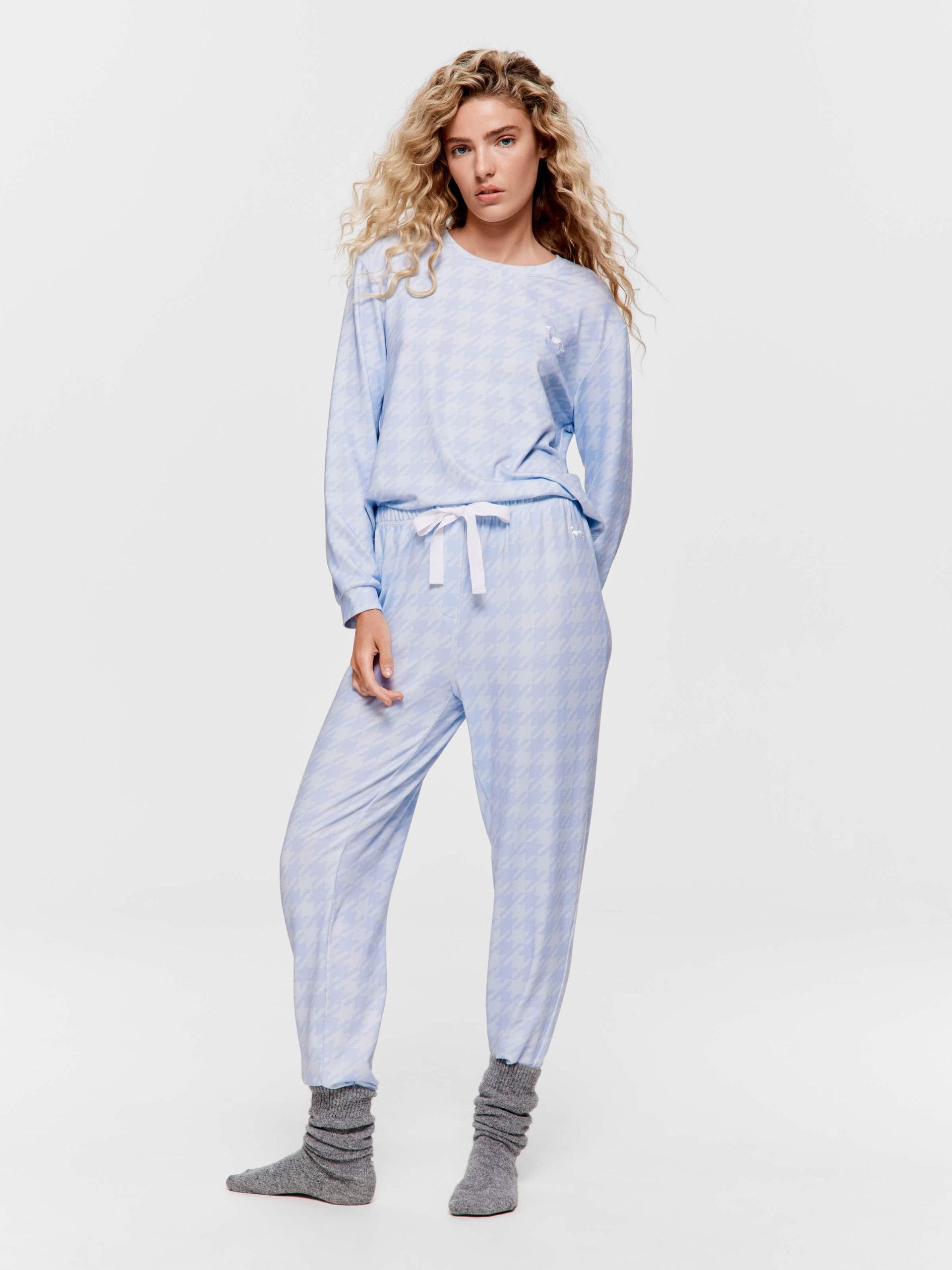 Houndstooth Plush Easy Pj Pant blue image 1