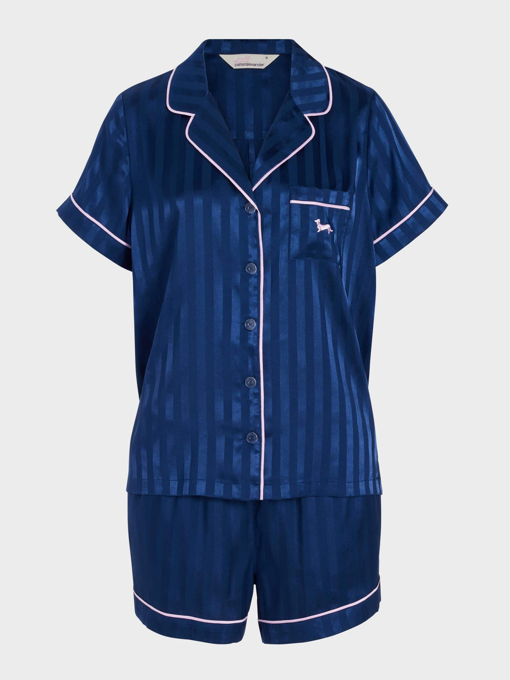 Navy Stripe Chic Satin Shortie Pj Set Navy Stripe image 4
