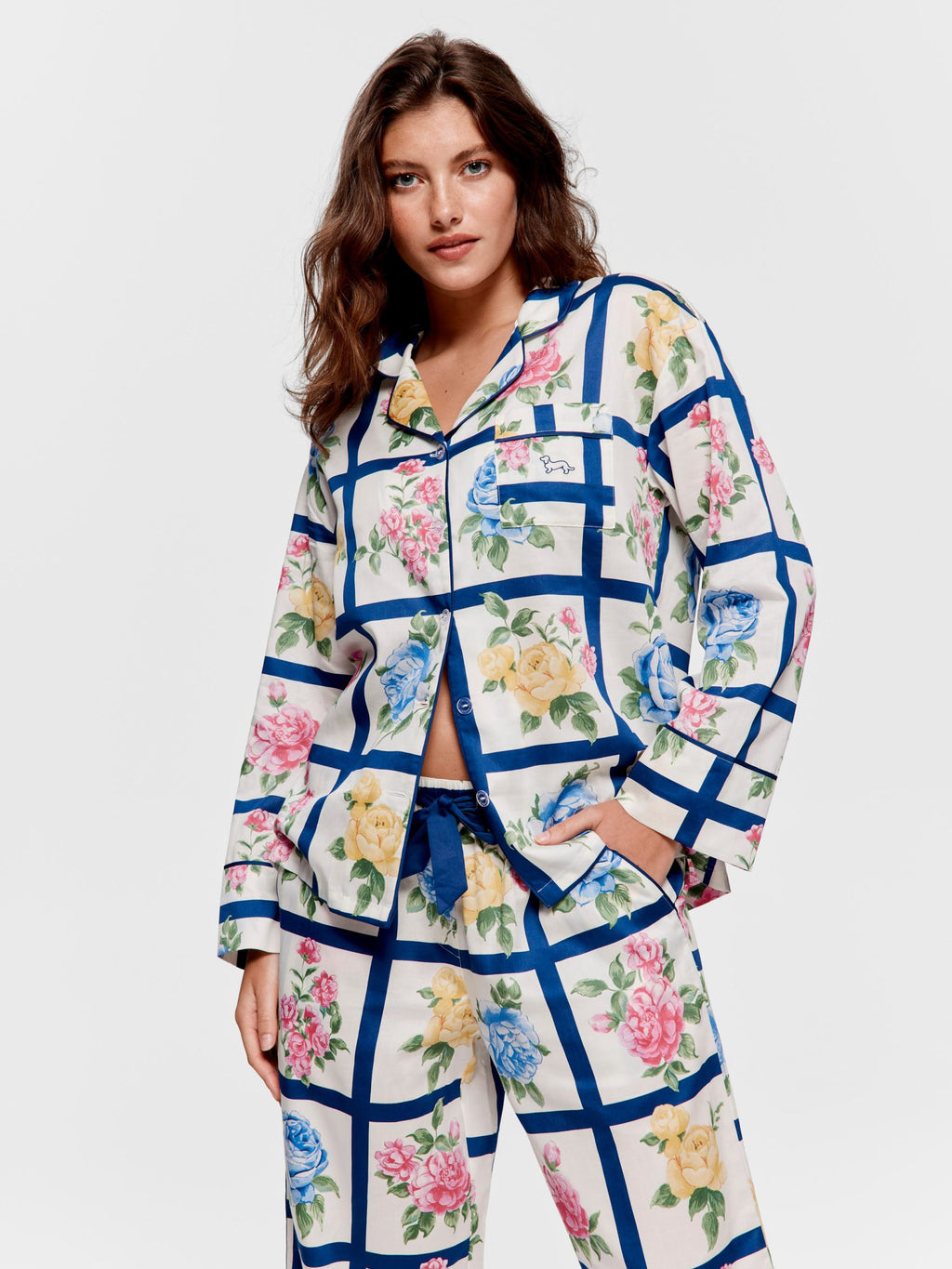Botanical Tile Soft Cotton Long Pj Set multi image 1
