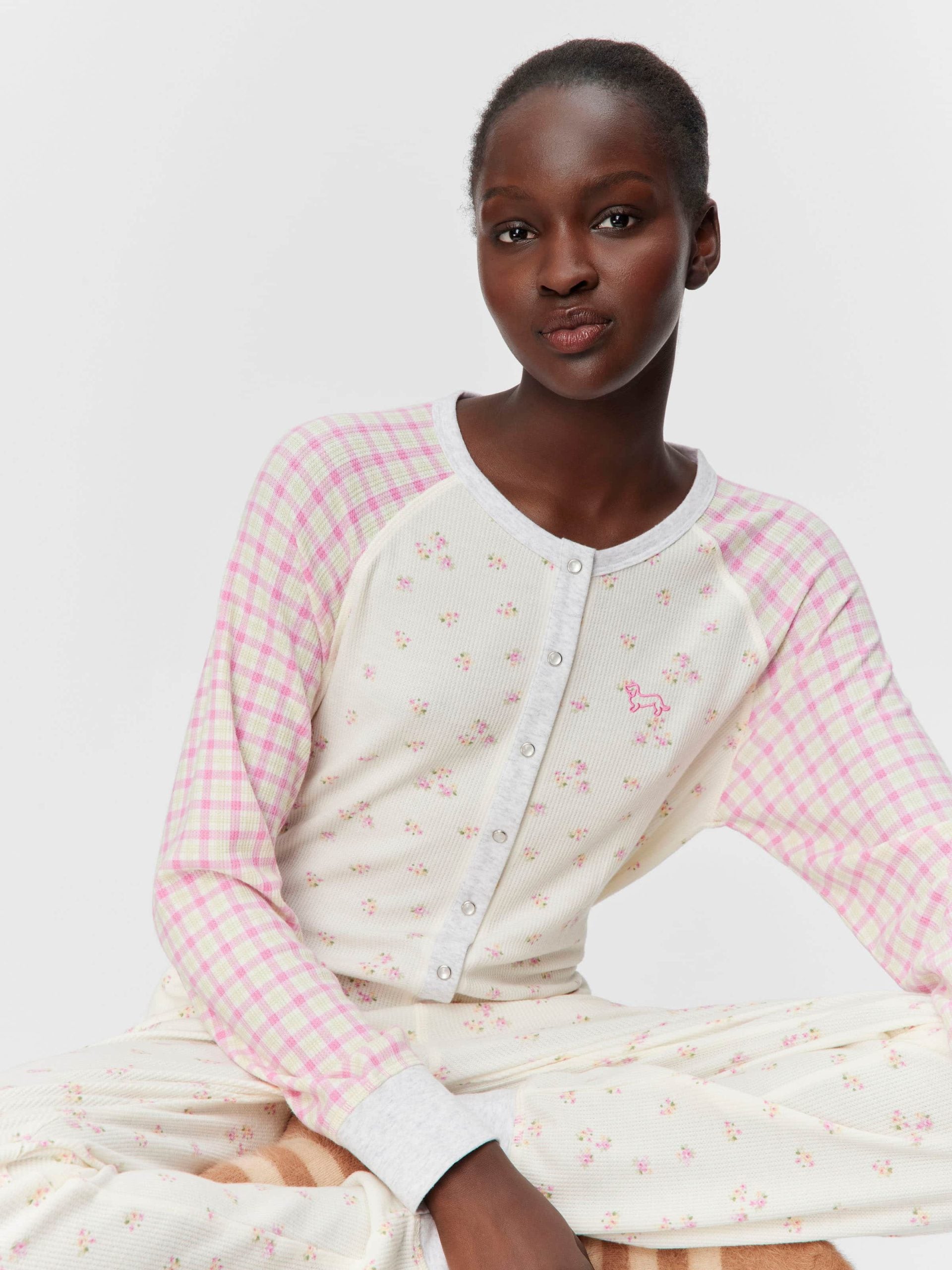 Waffle Contrast Print Onesie Multi image 3