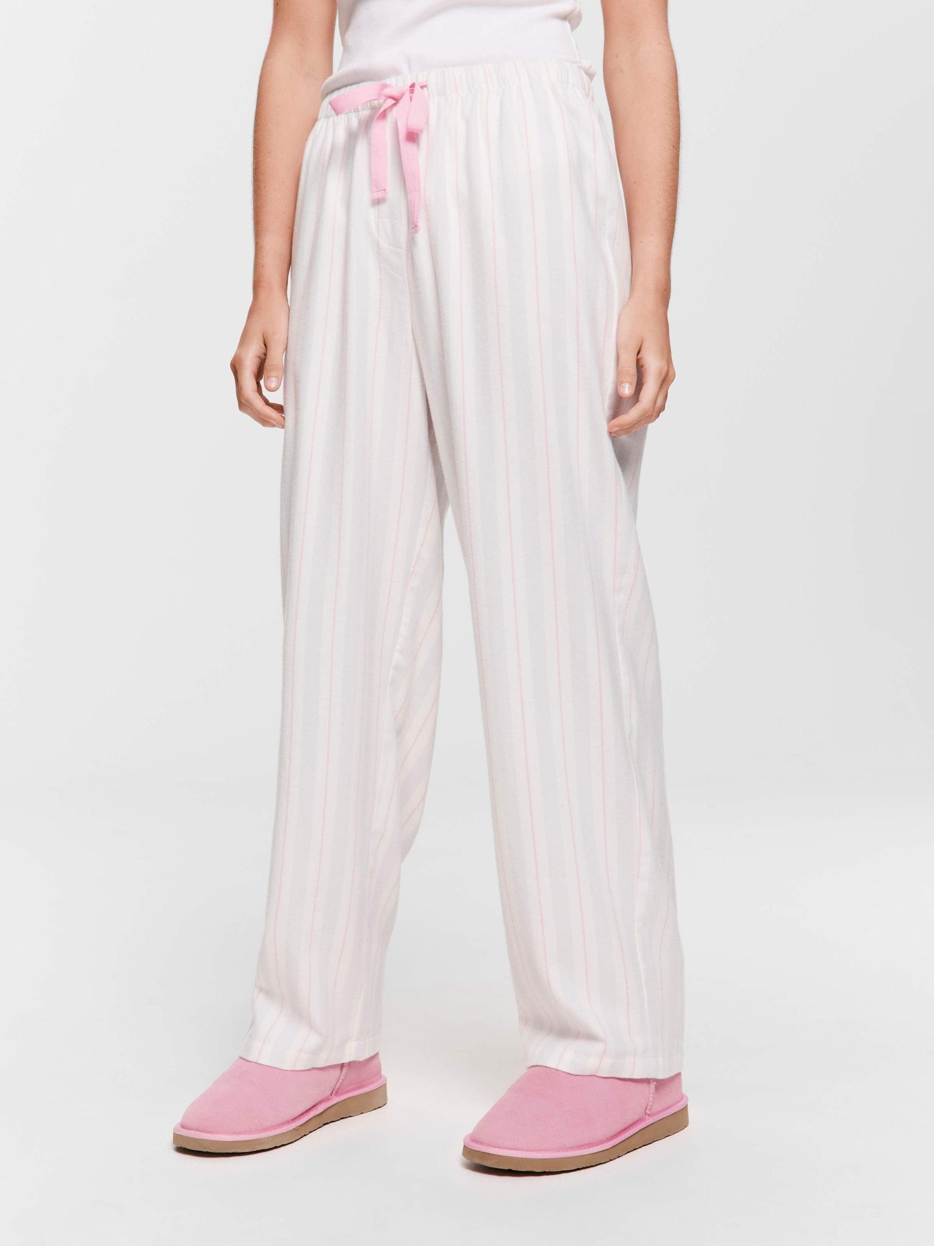 Pink & Grey Stripe Classic Flannelette Pj Pant multi image 1